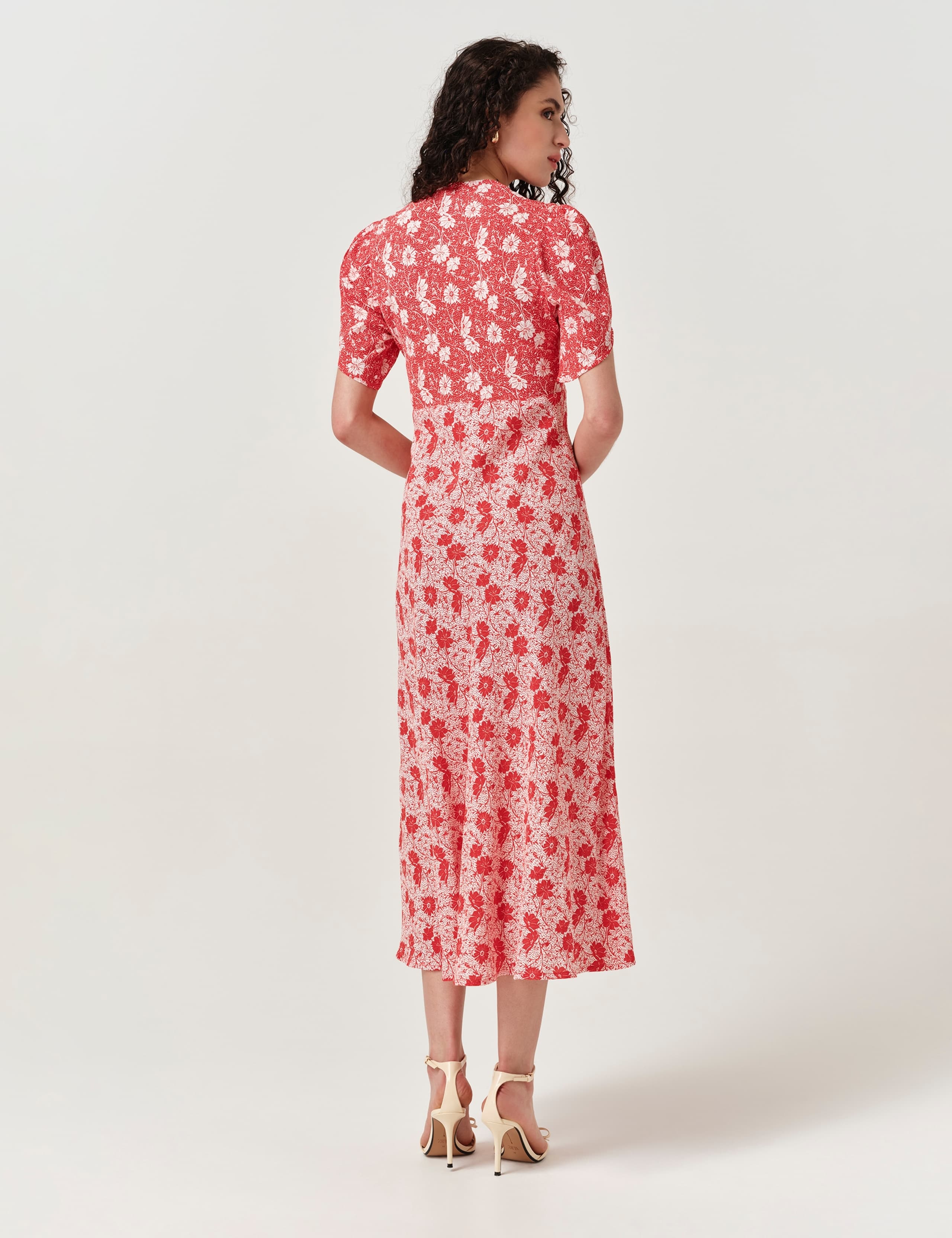 Crepe Floral Midi Tea Dress 4 of 6