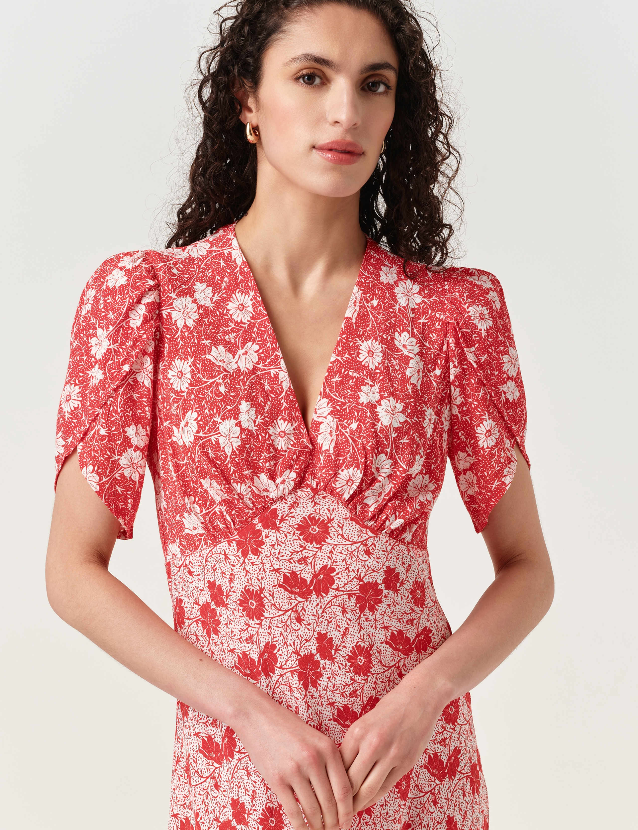 Crepe Floral Midi Tea Dress 5 of 6
