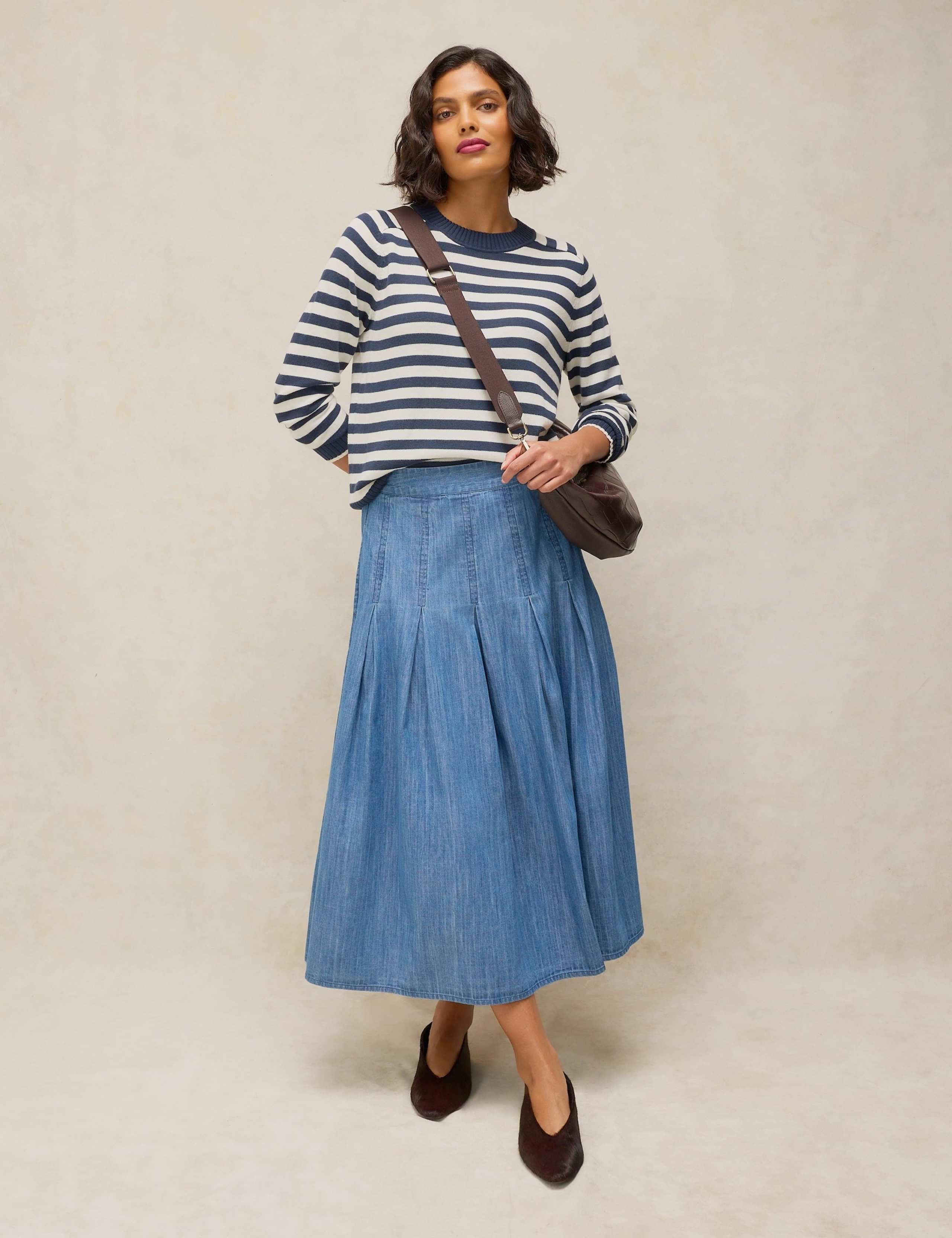 Pure Cotton Denim Midaxi A-Line Skirt 4 of 6