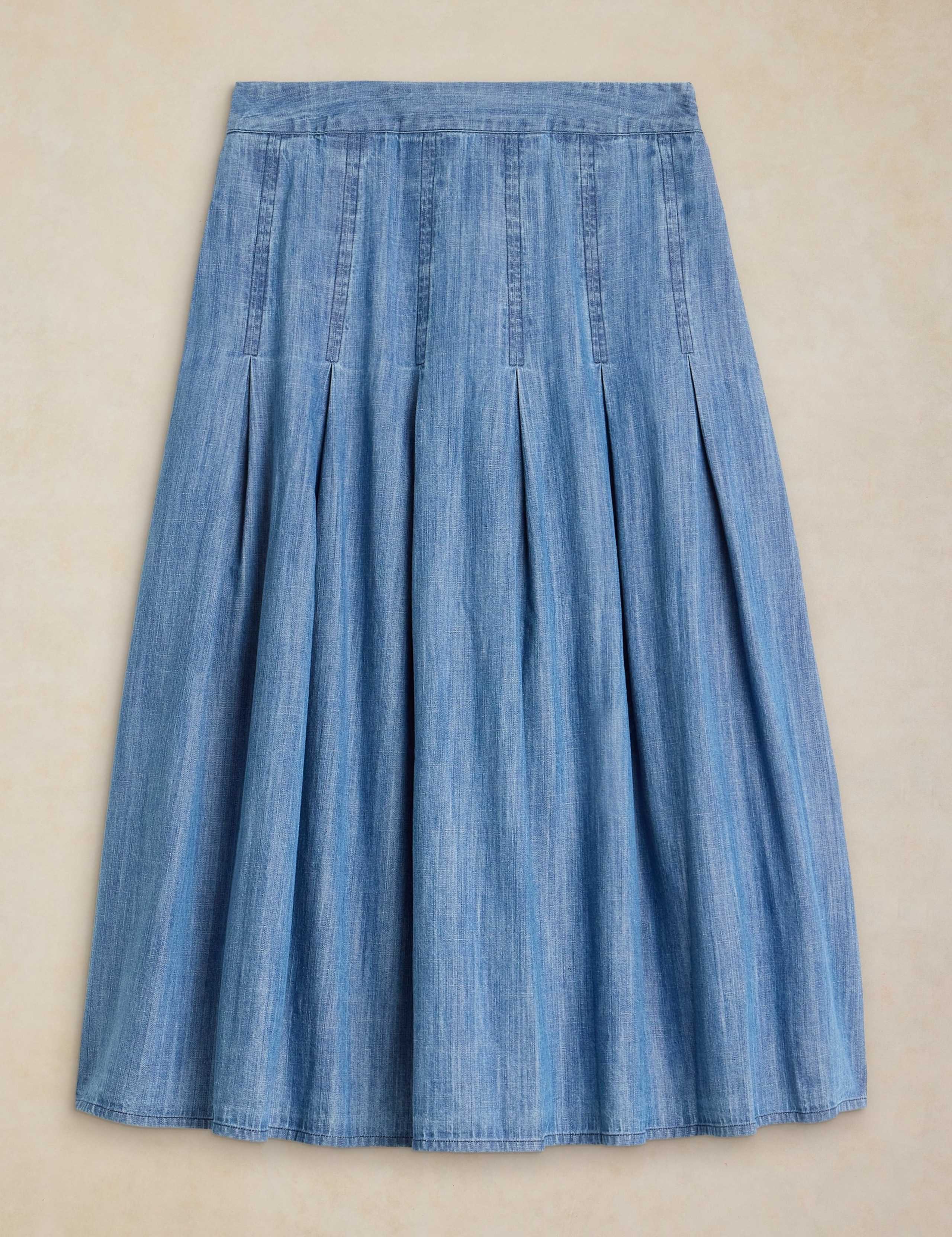 Pure Cotton Denim Midaxi A-Line Skirt 2 of 6