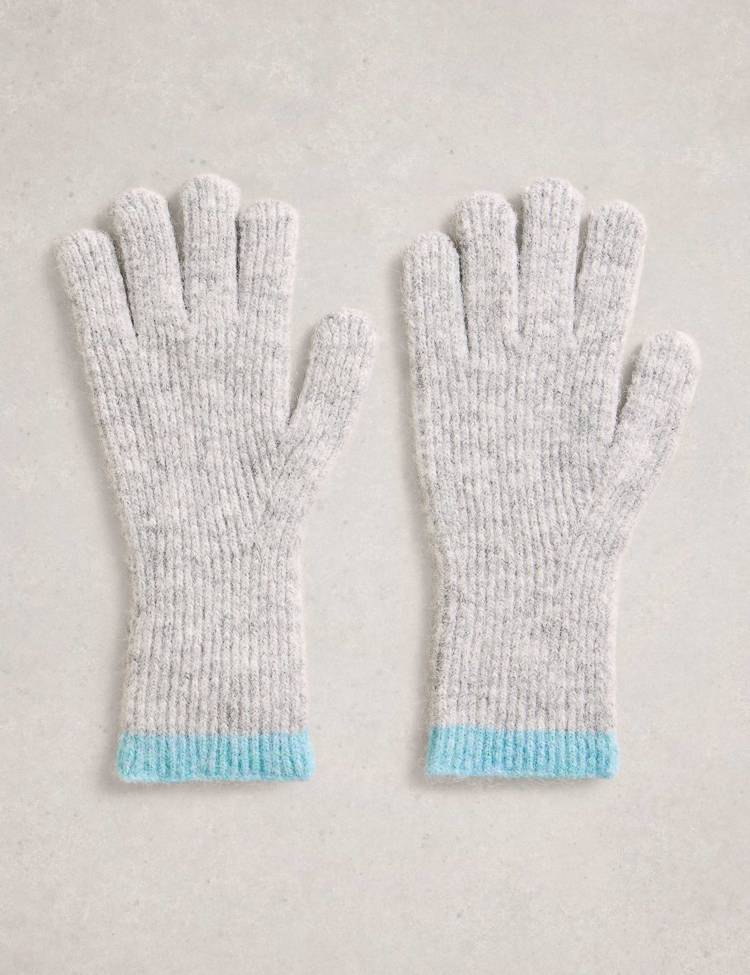 Knitted Ribbed Tipped Long Cuff Gloves 1 of 3
