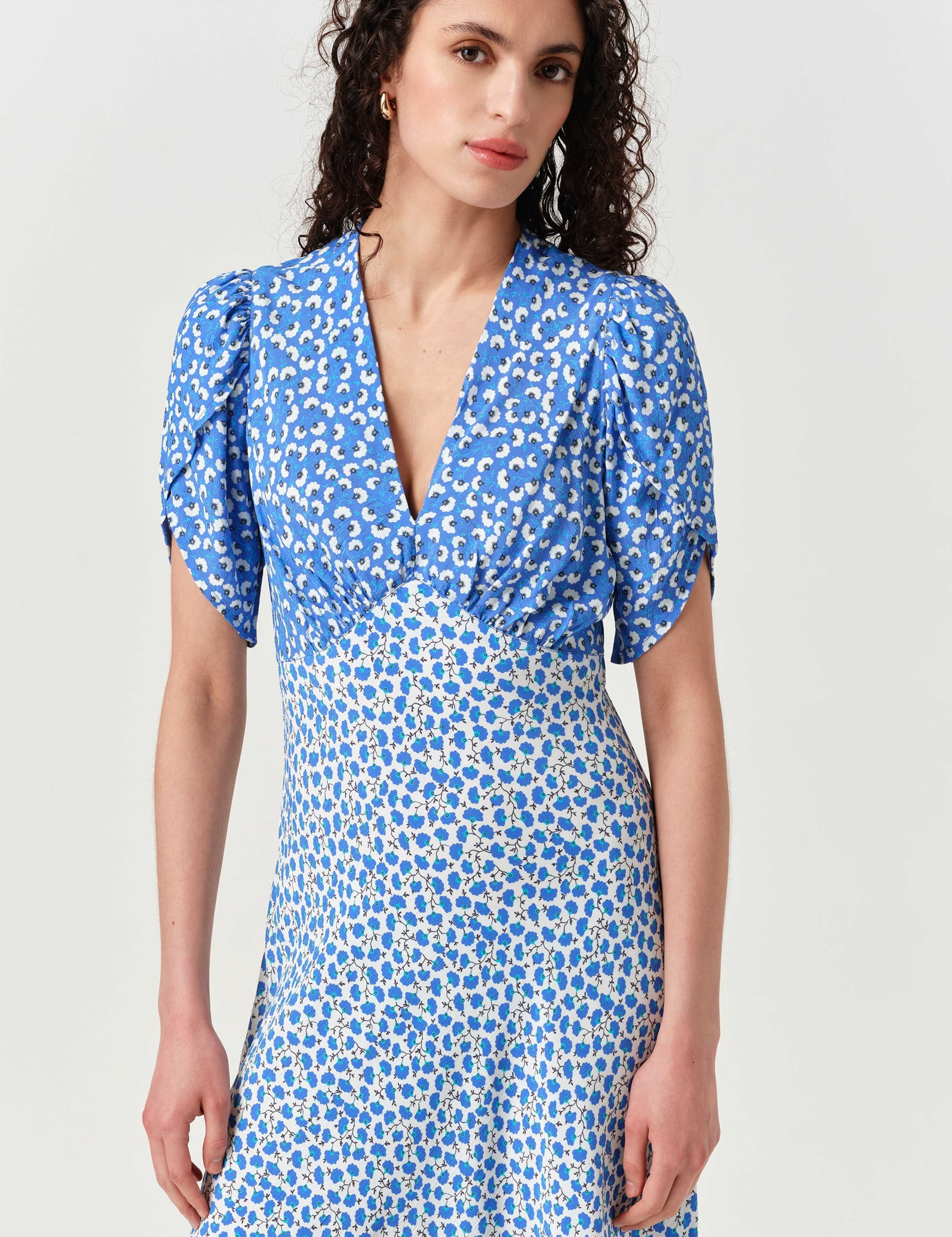 Crepe Floral V-Neck Midi Dress 5 of 7