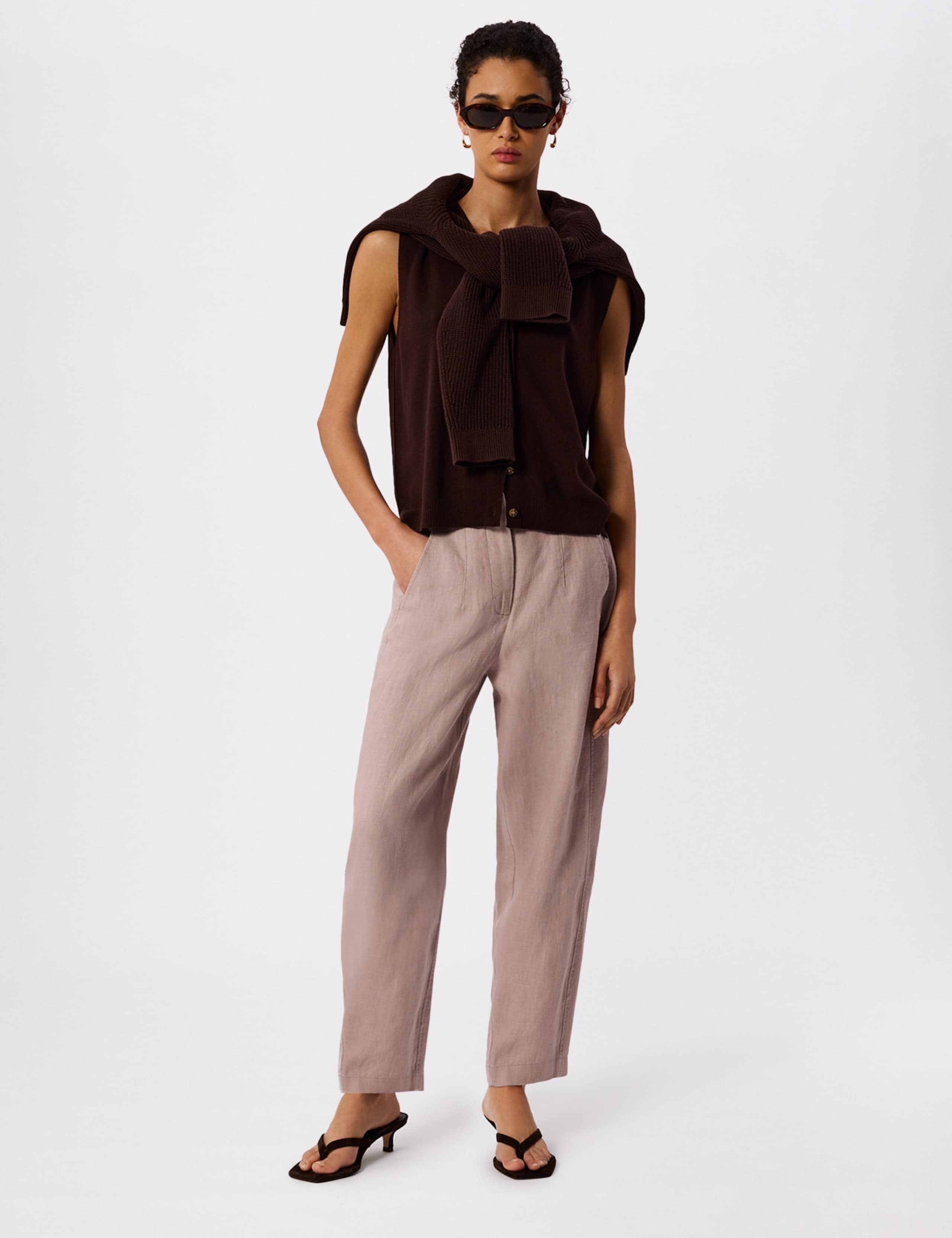 Pure Linen Relaxed Barrel Leg Trousers 1 of 6