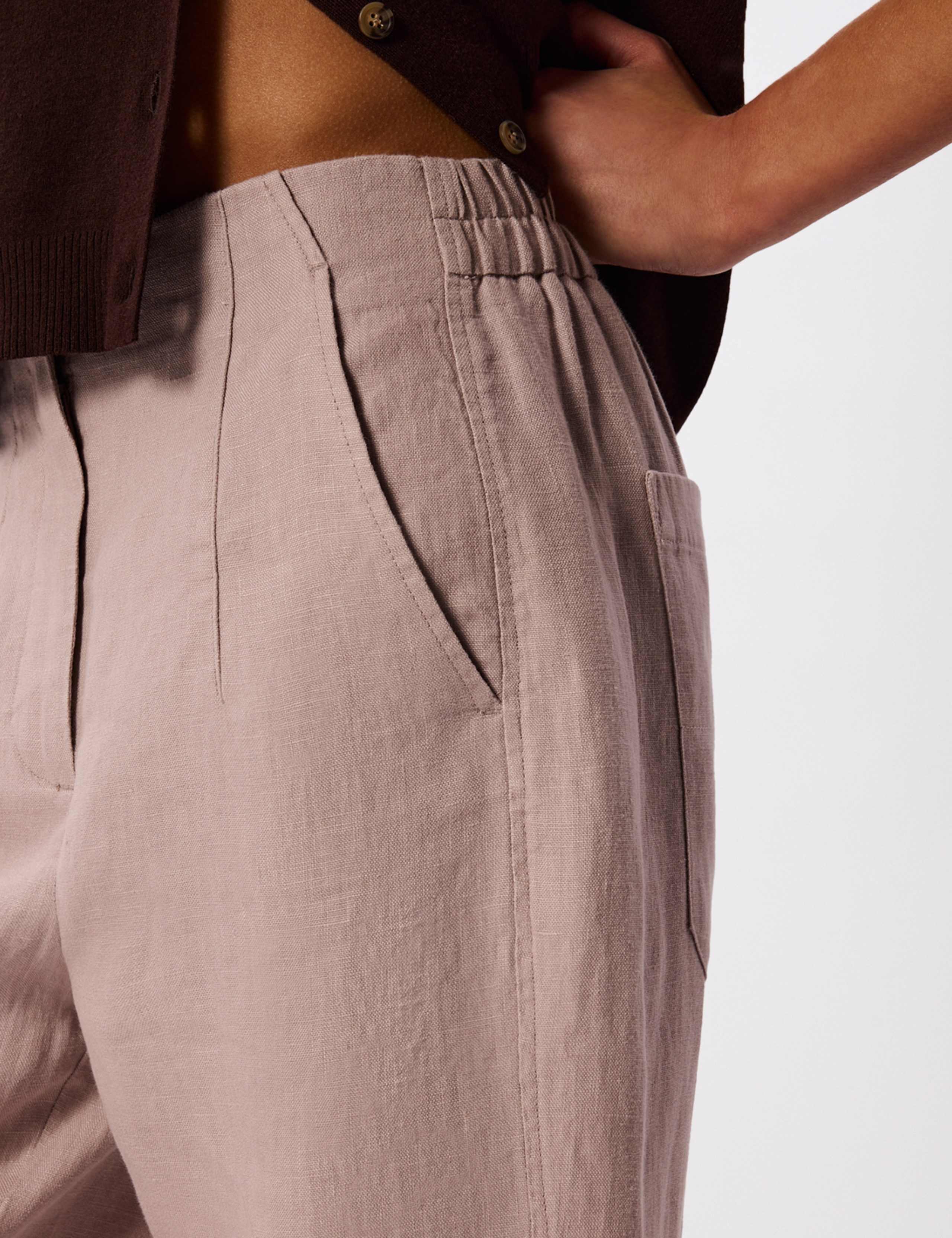 Pure Linen Relaxed Barrel Leg Trousers 3 of 6