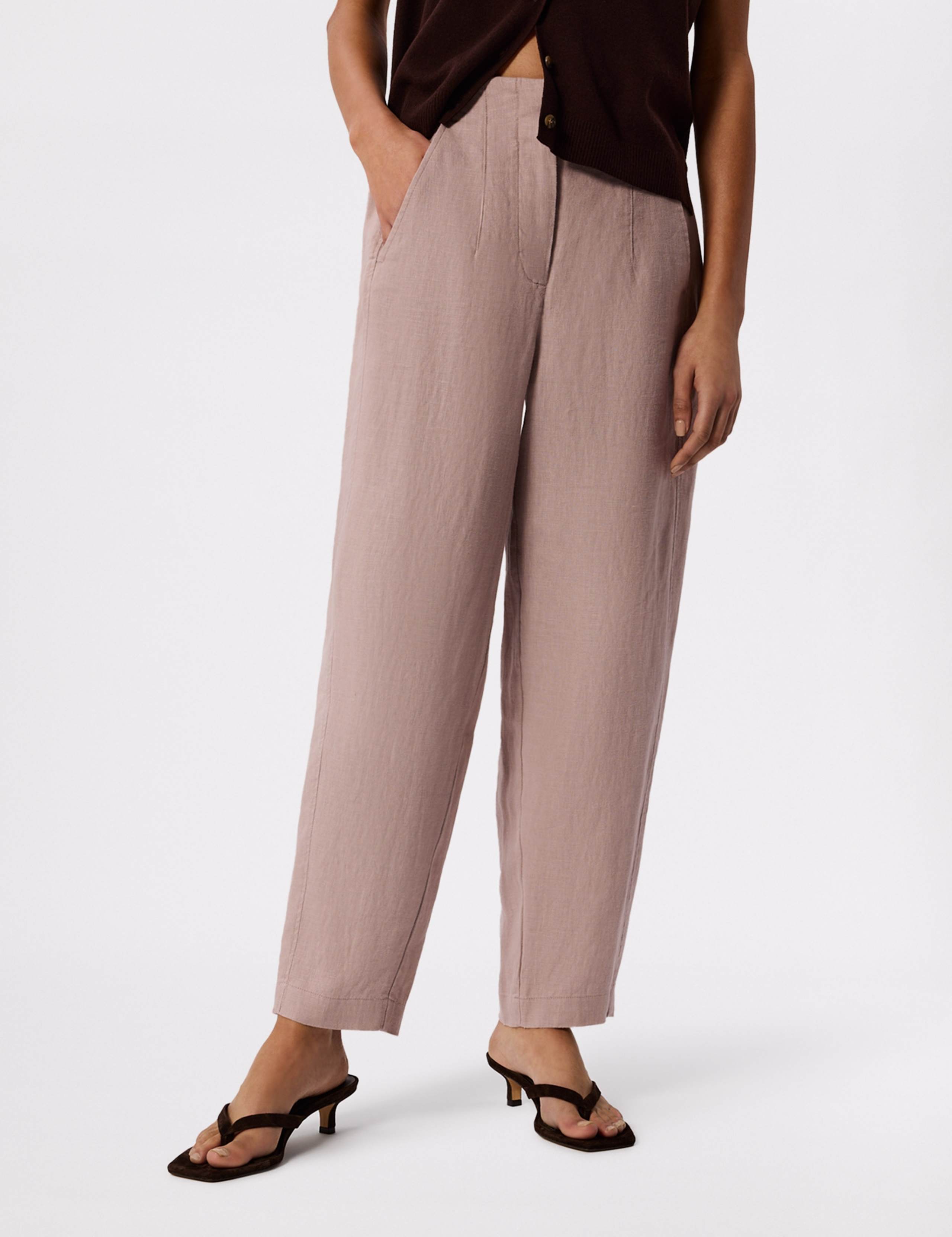 Pure Linen Relaxed Barrel Leg Trousers 6 of 6