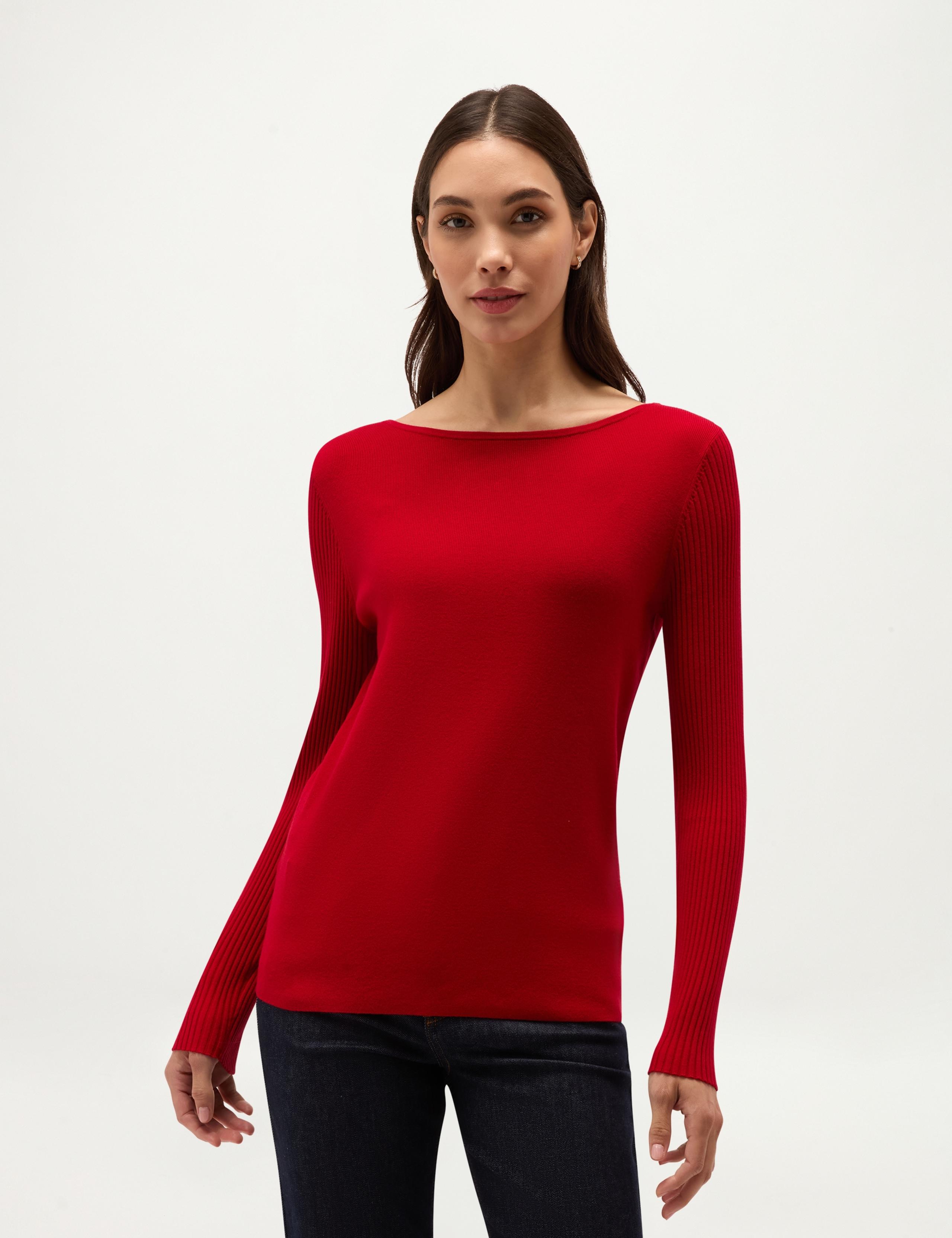Rayon Rich Ribbed Boat Neck Jumper 1 of 6