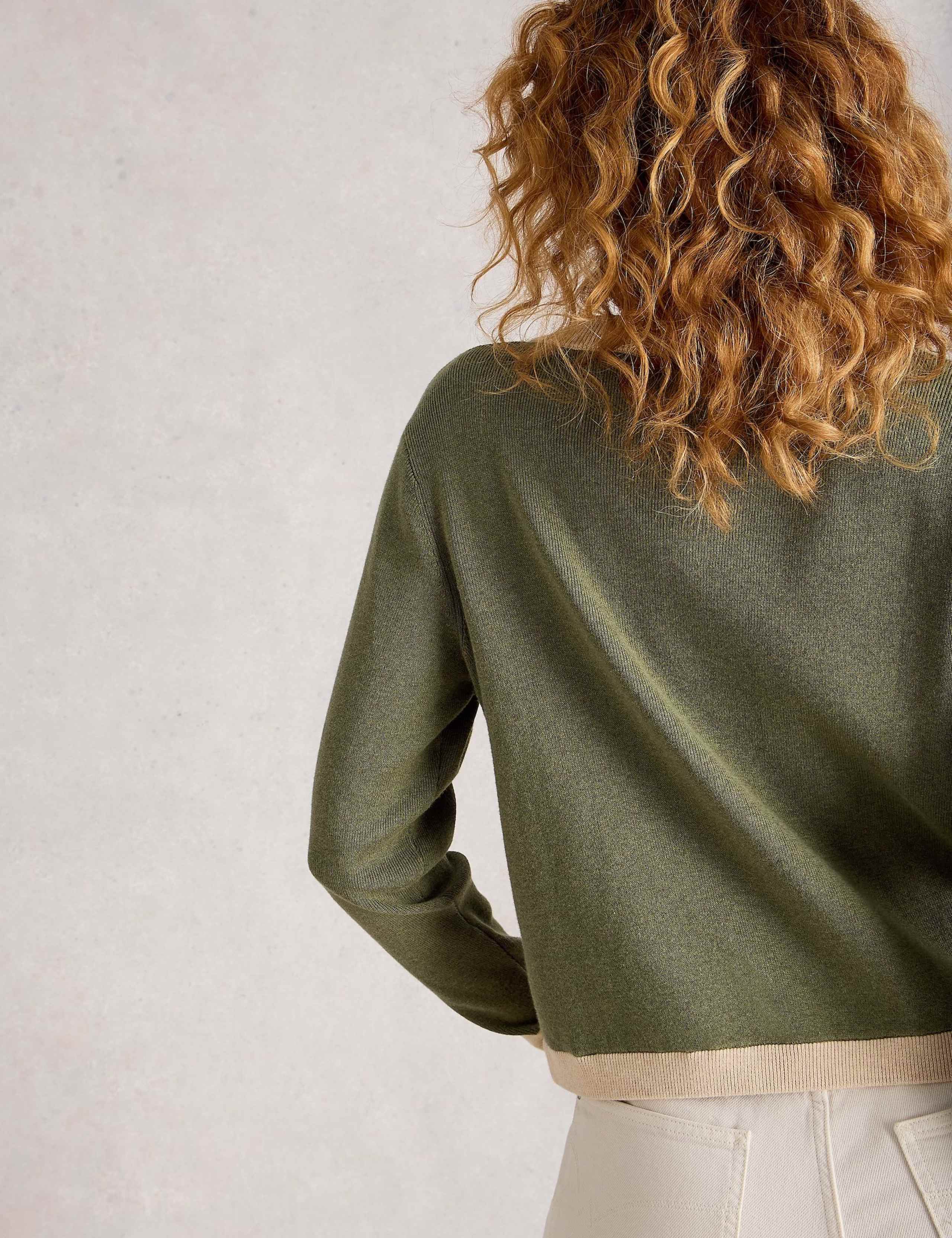 Pure Cotton Tipped Button Front Cardigan 5 of 6