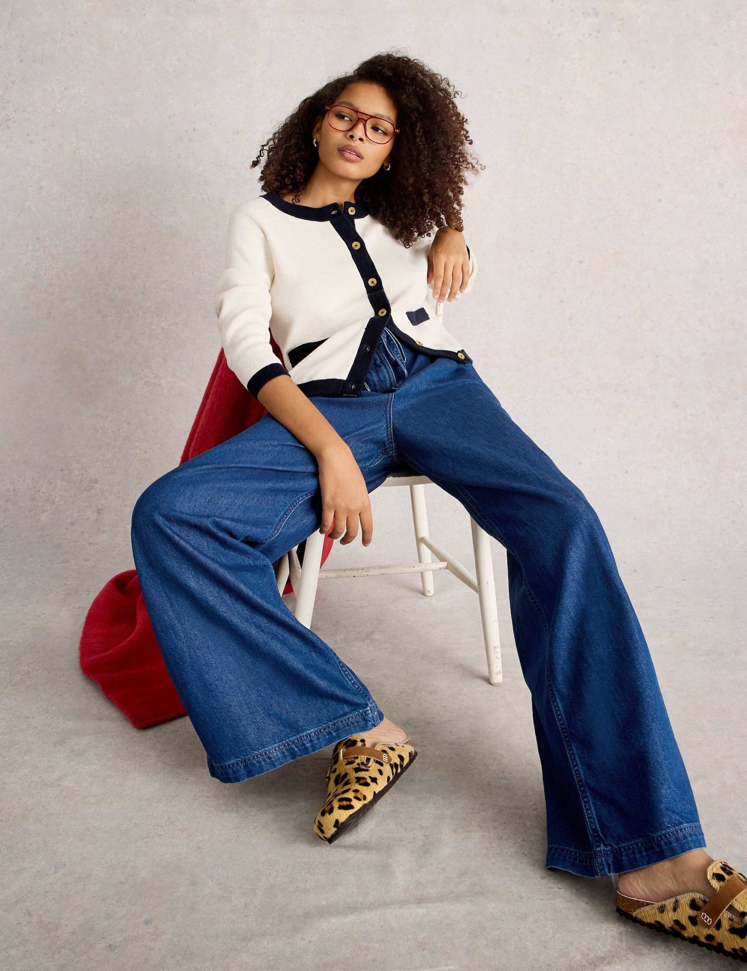 Pure Cotton Tipped Button Front Cardigan 1 of 6