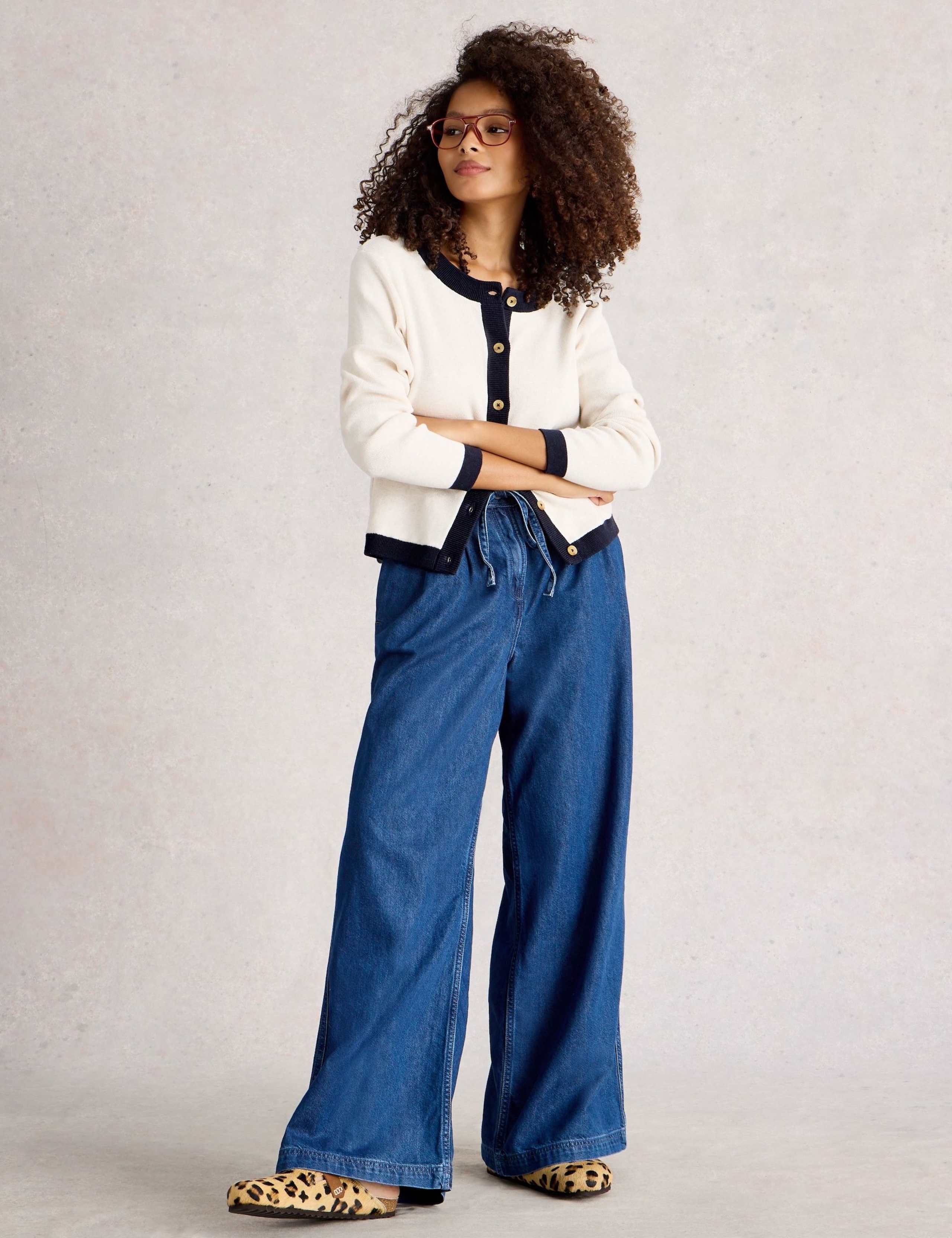 Pure Cotton Tipped Button Front Cardigan 3 of 6