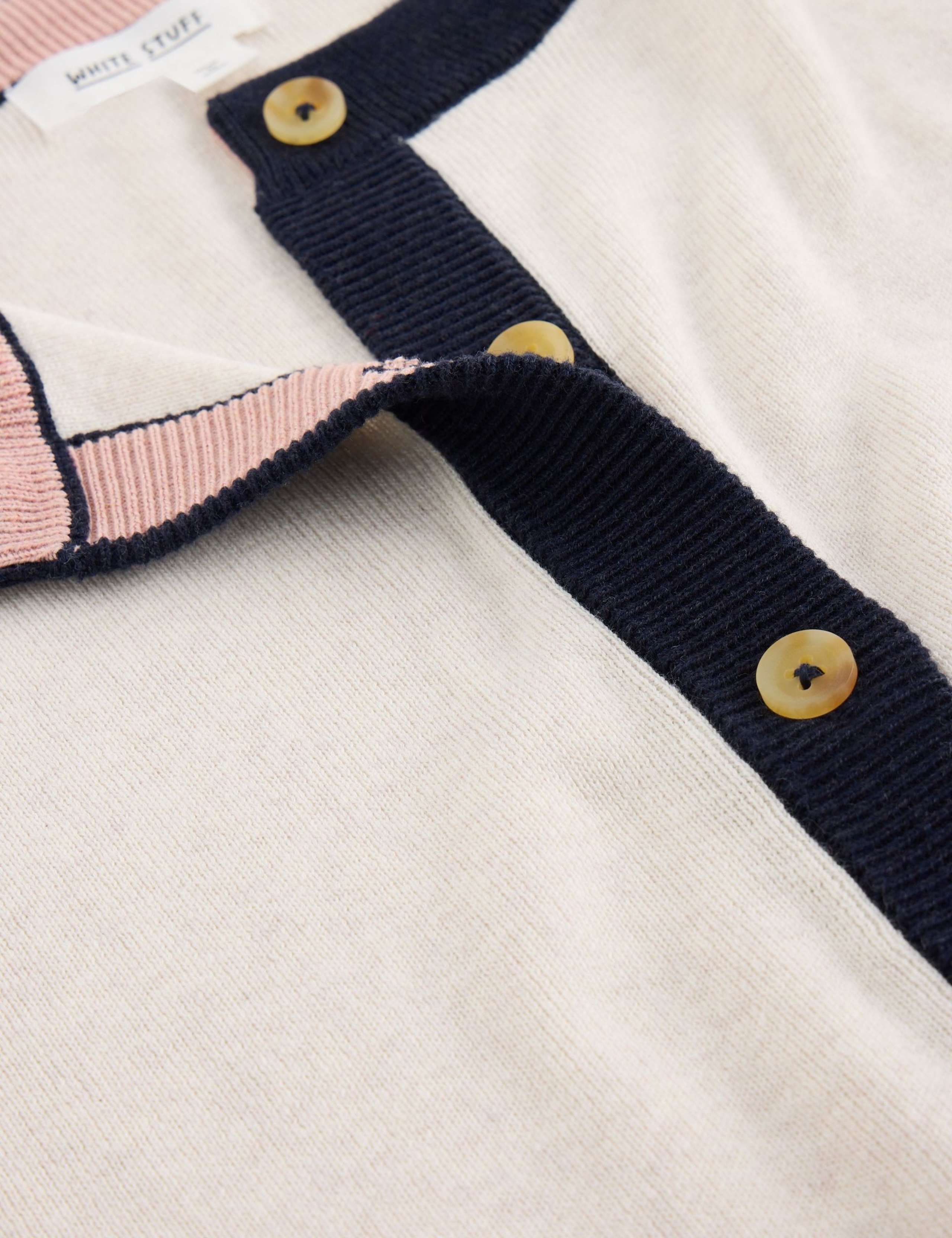 Pure Cotton Tipped Button Front Cardigan 6 of 6