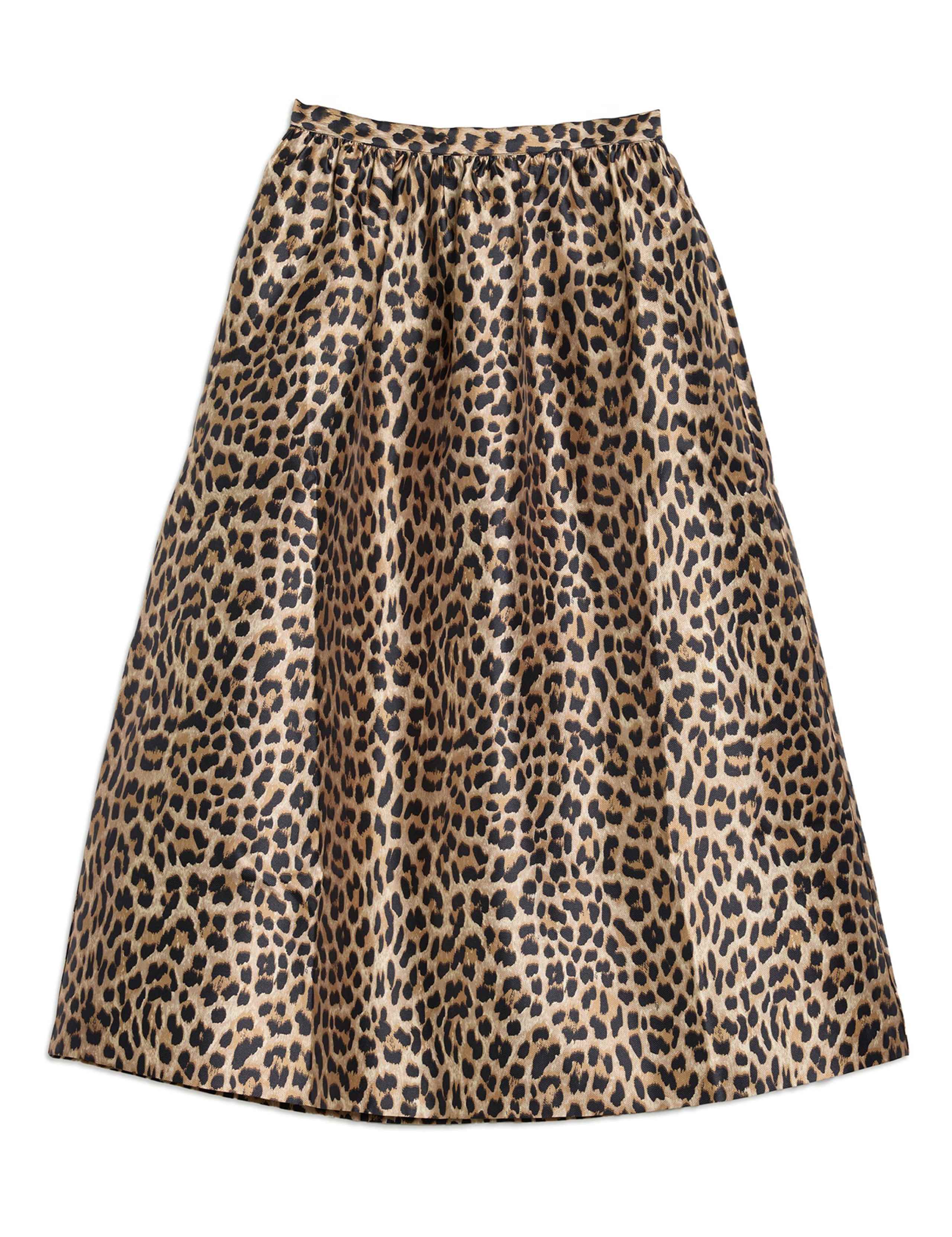 Taffeta Animal Print Midi A-Line Skirt 2 of 6