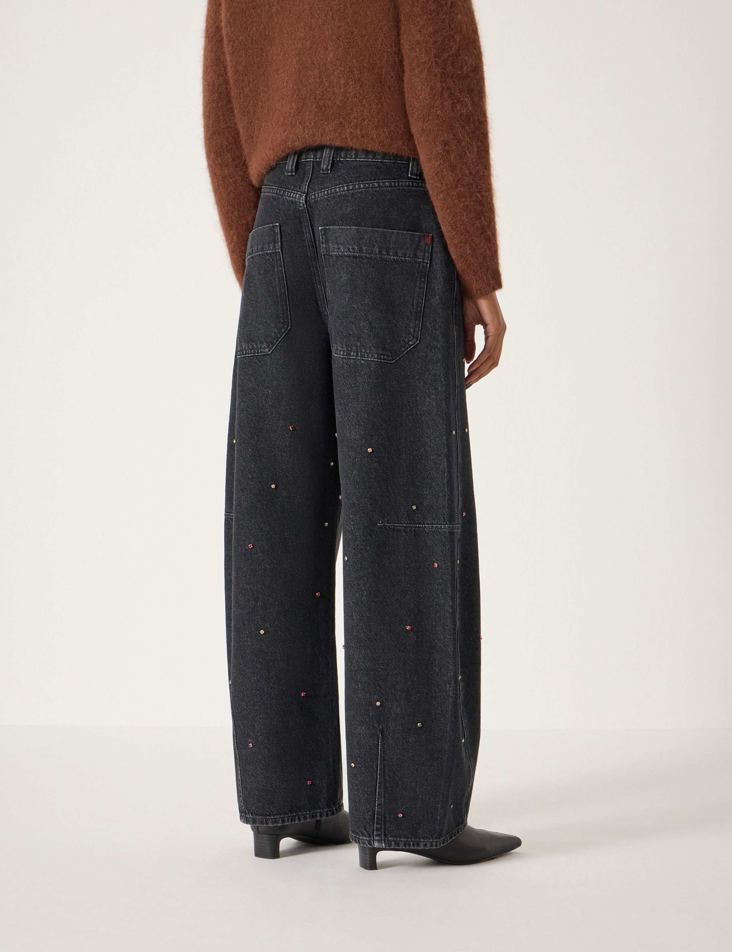 Mid Rise Embellished Barrel Leg Jeans 3 of 5