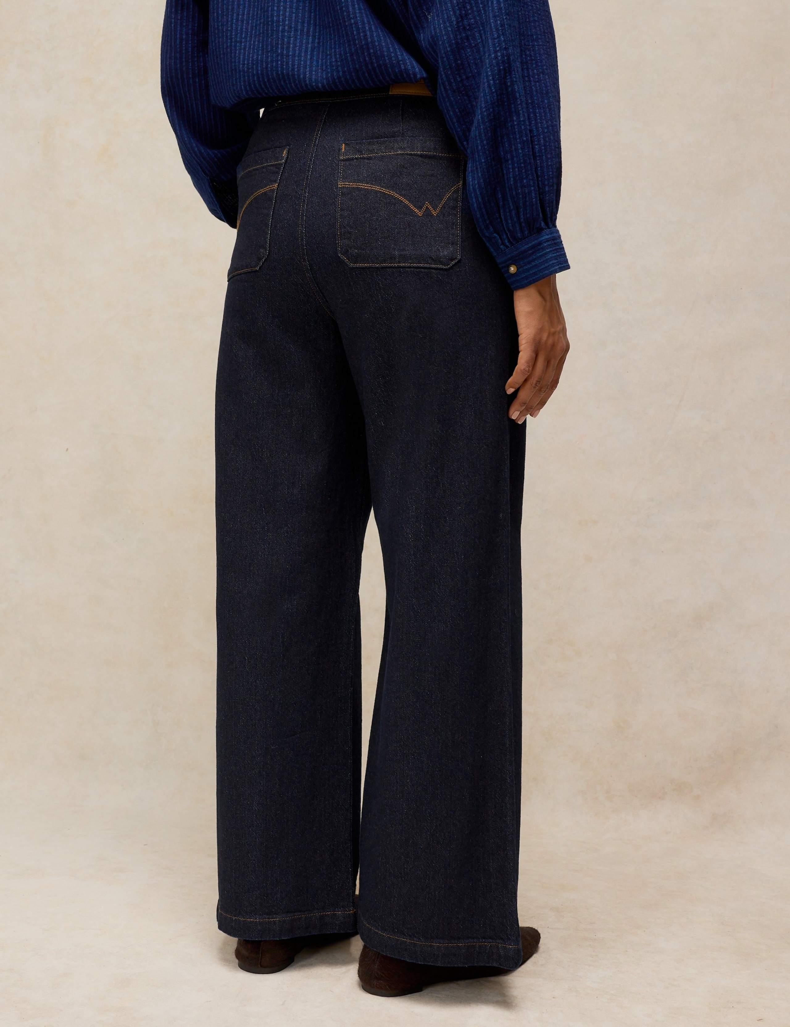 Mid Rise Button Detail Wide Leg Jeans 3 of 6