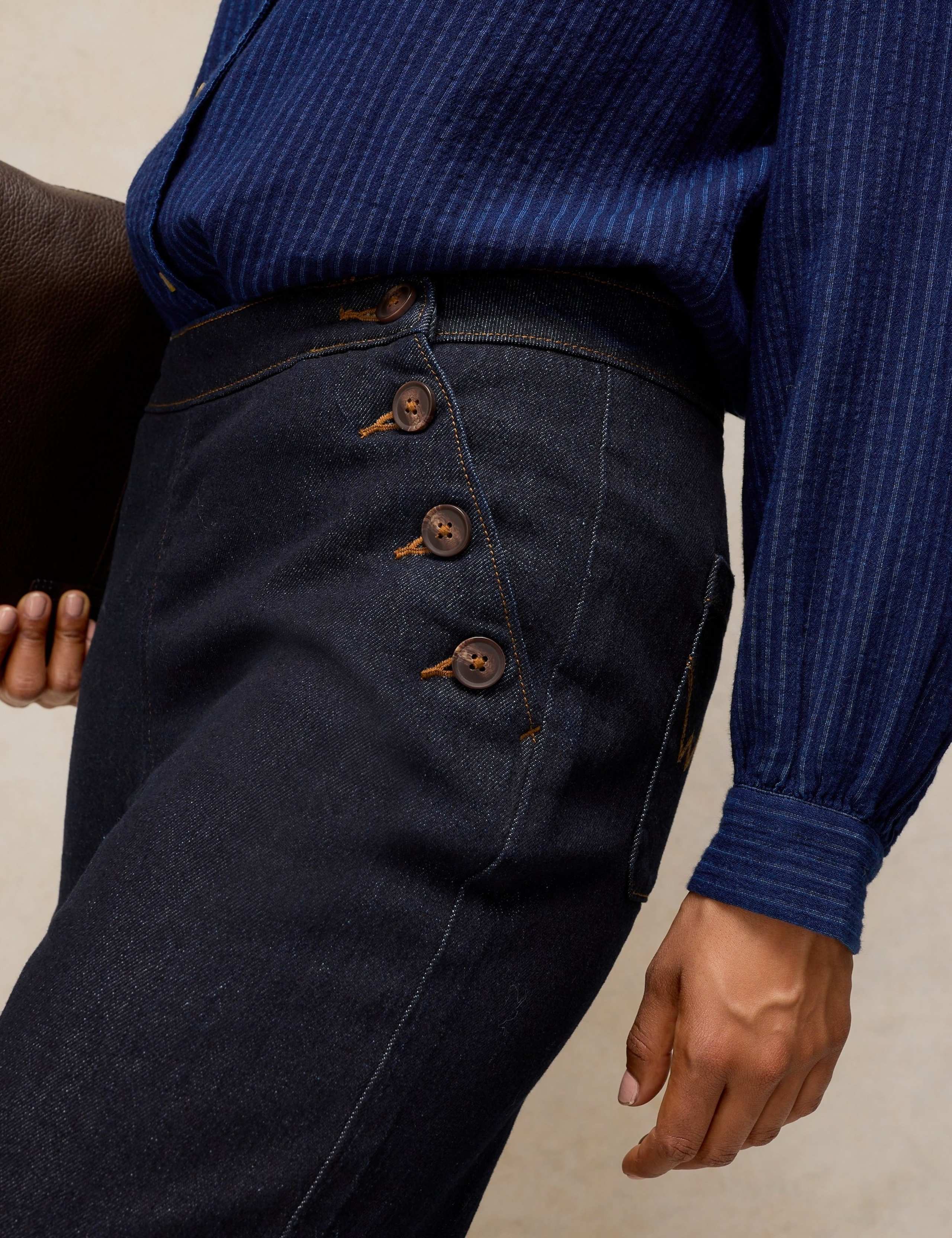 Mid Rise Button Detail Wide Leg Jeans 5 of 6