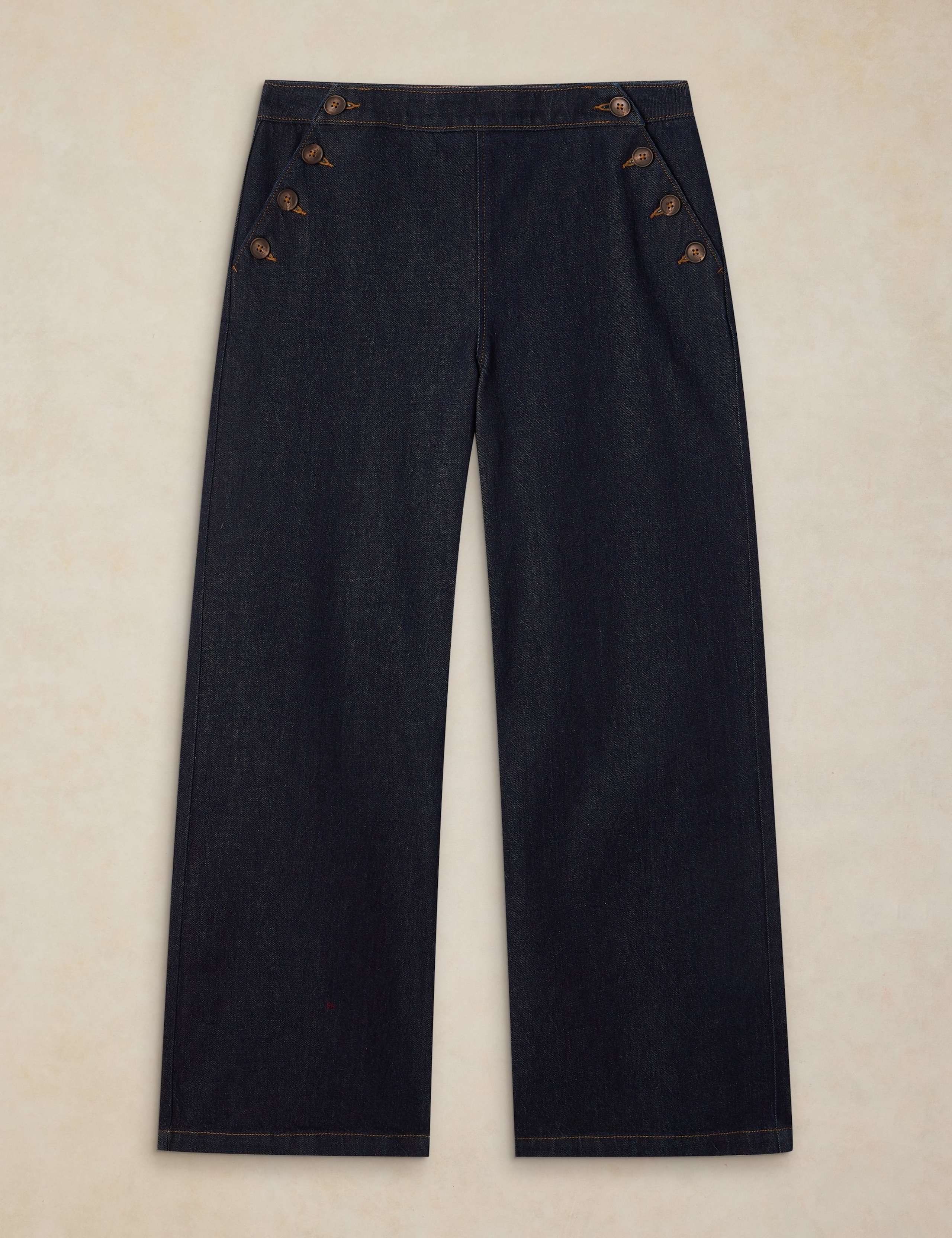 Mid Rise Button Detail Wide Leg Jeans 2 of 6
