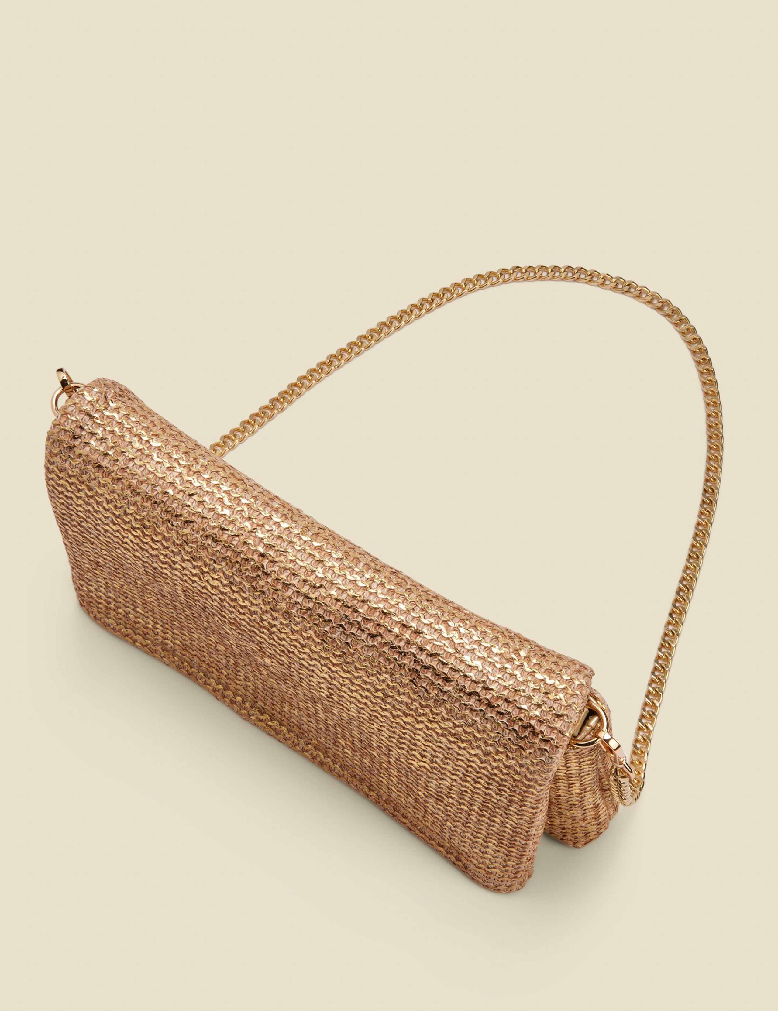 Metallic Raffia Woven Clutch Bag 4 of 6