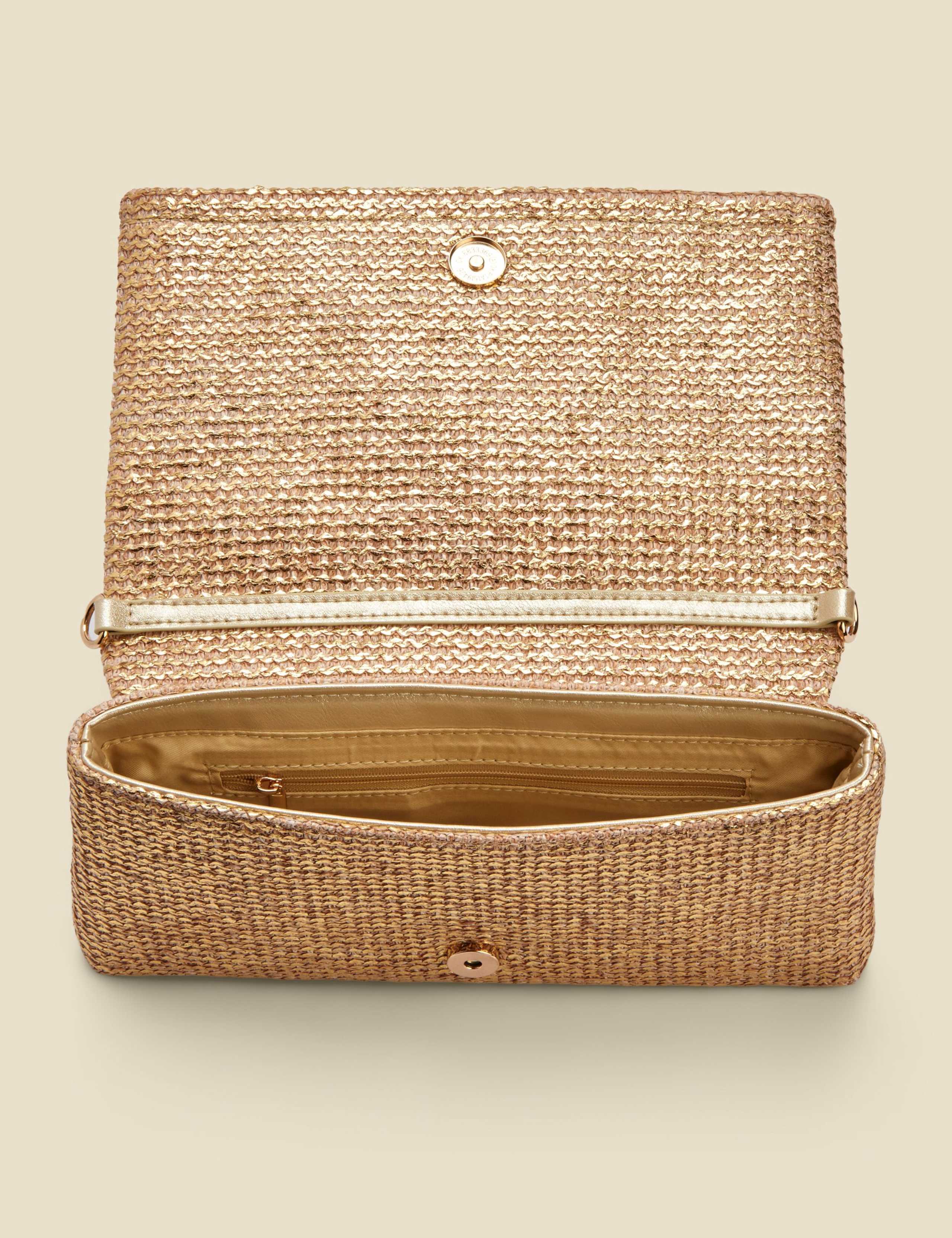 Metallic Raffia Woven Clutch Bag 5 of 6