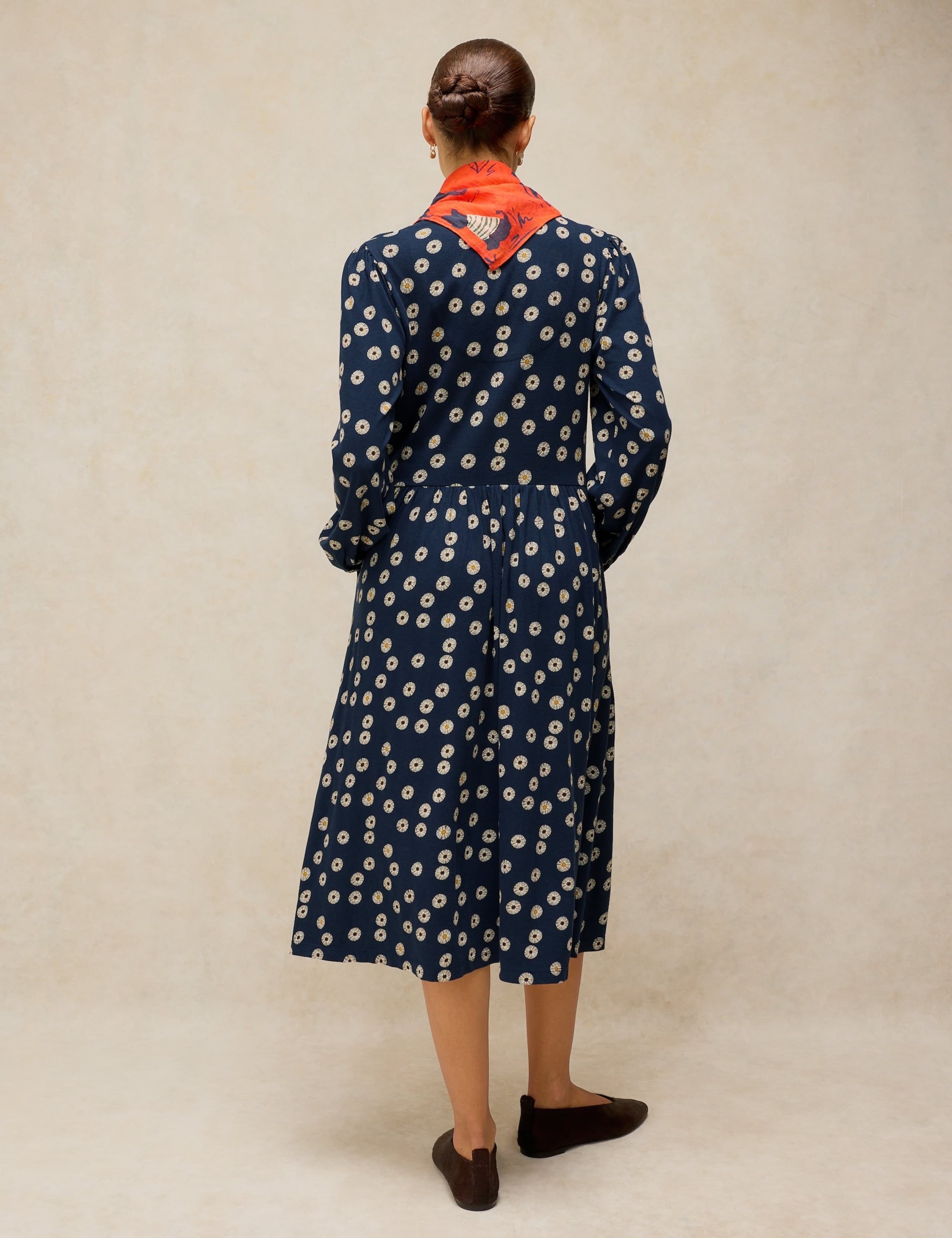 Cotton Blend Floral Notch Neck Tea Dress 3 of 6
