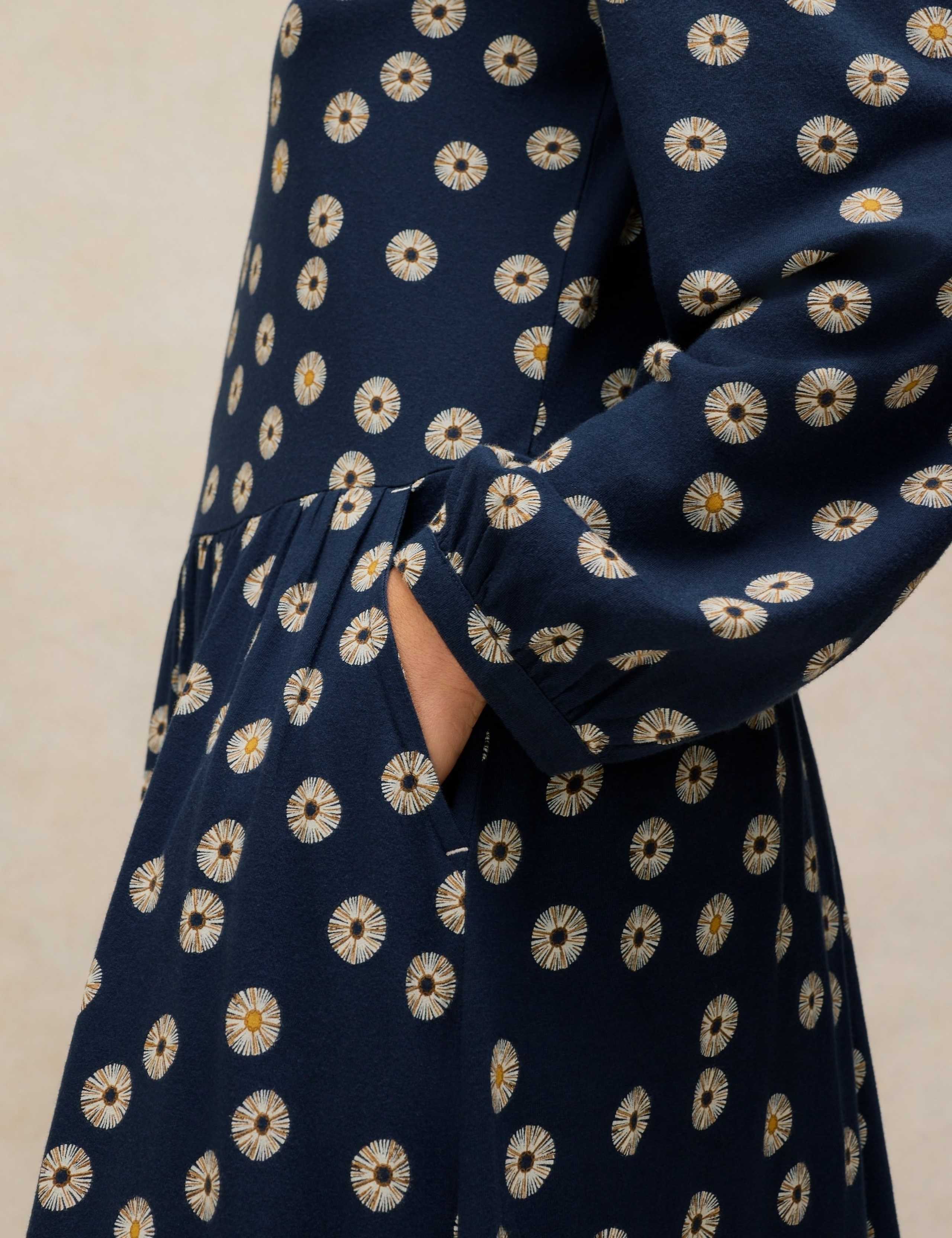 Cotton Blend Floral Notch Neck Tea Dress 5 of 6