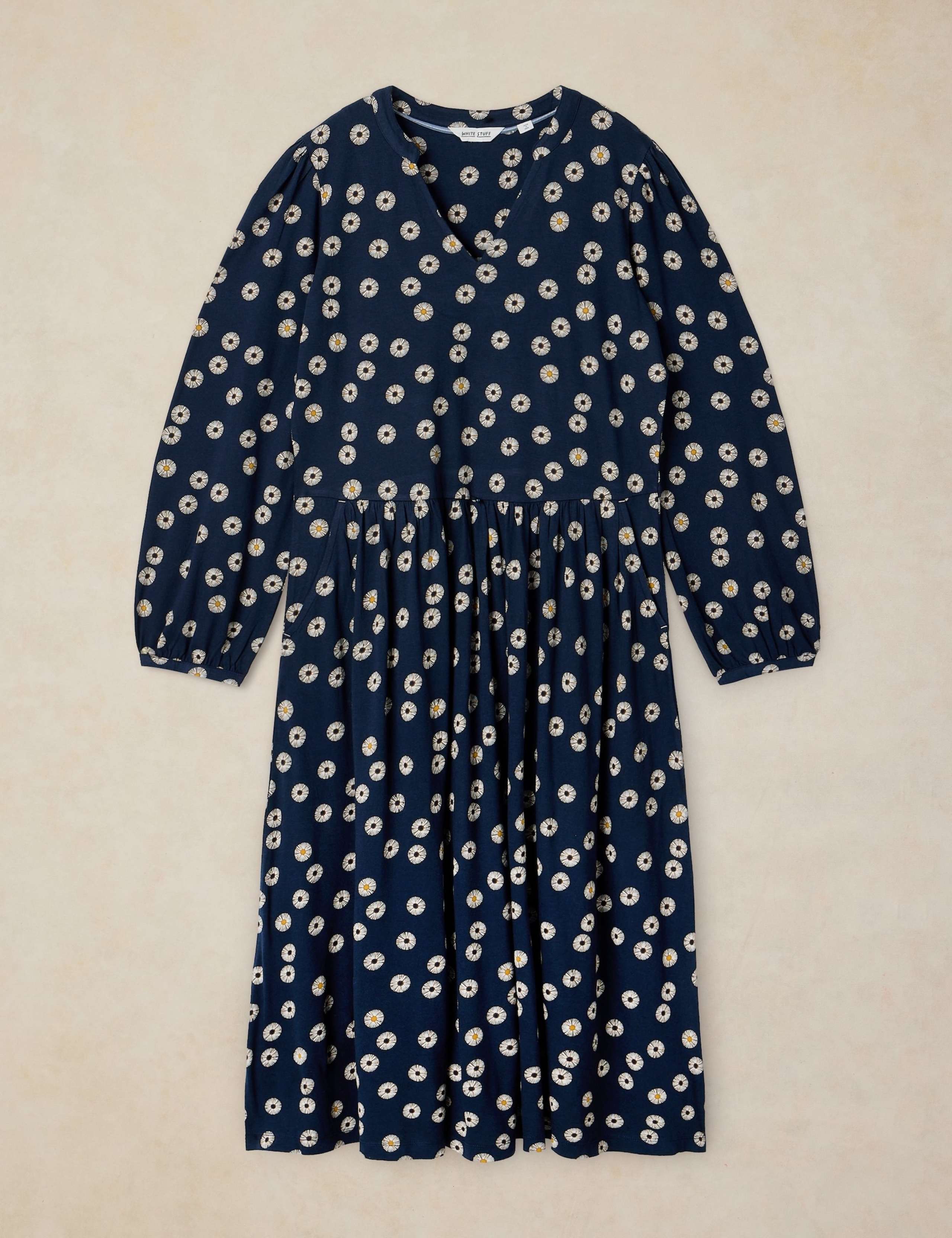 Cotton Blend Floral Notch Neck Tea Dress 2 of 6