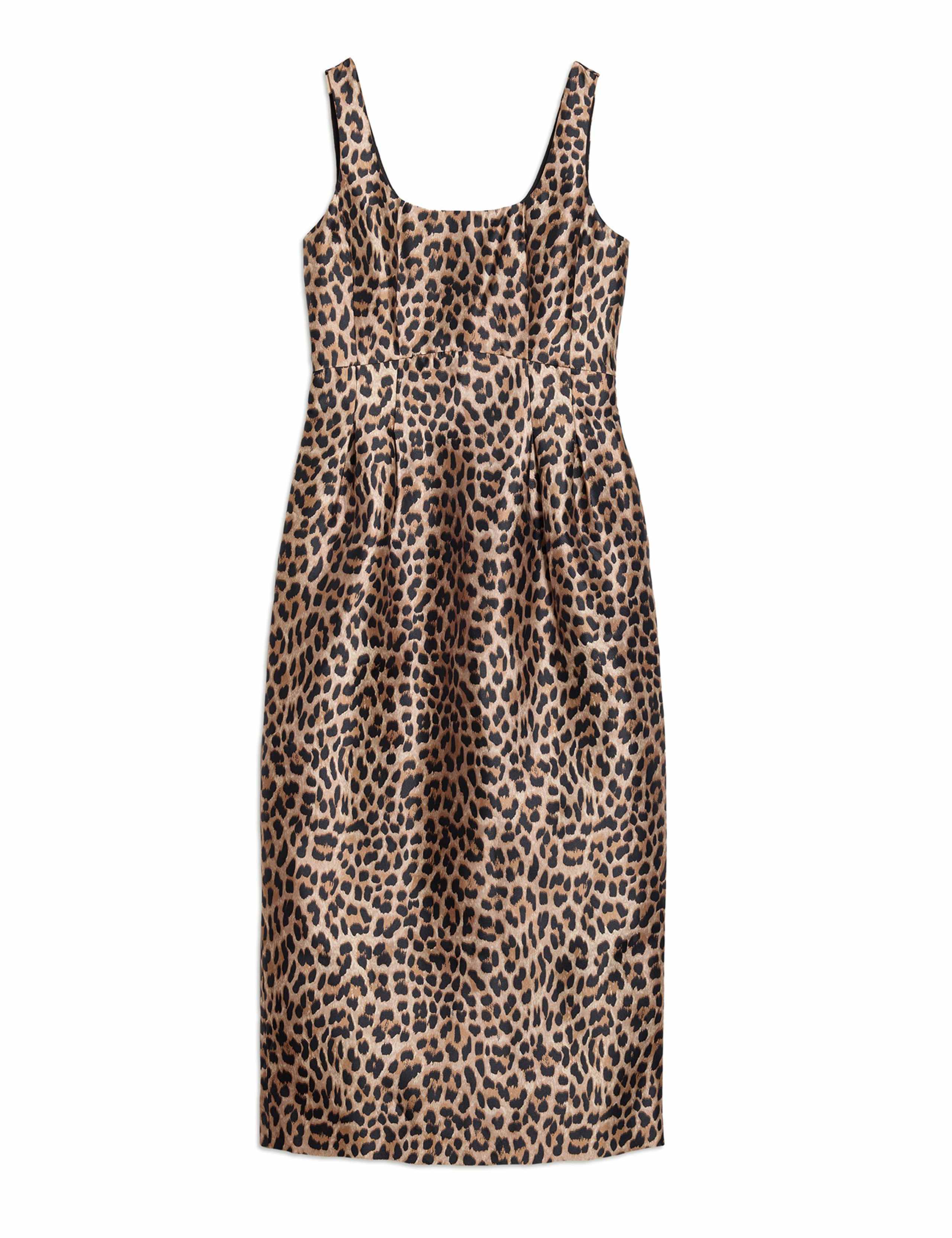 Taffeta Animal Print Square Neck Waisted Dress 2 of 5