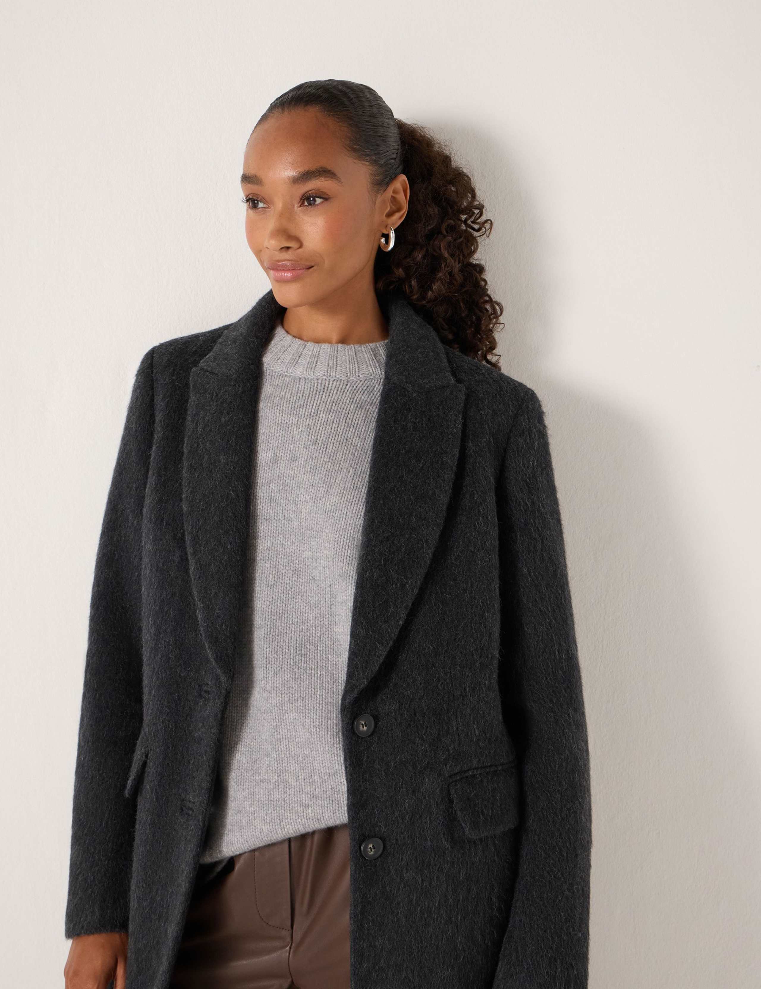 Wool Rich Textured Longline Coat 3 of 6