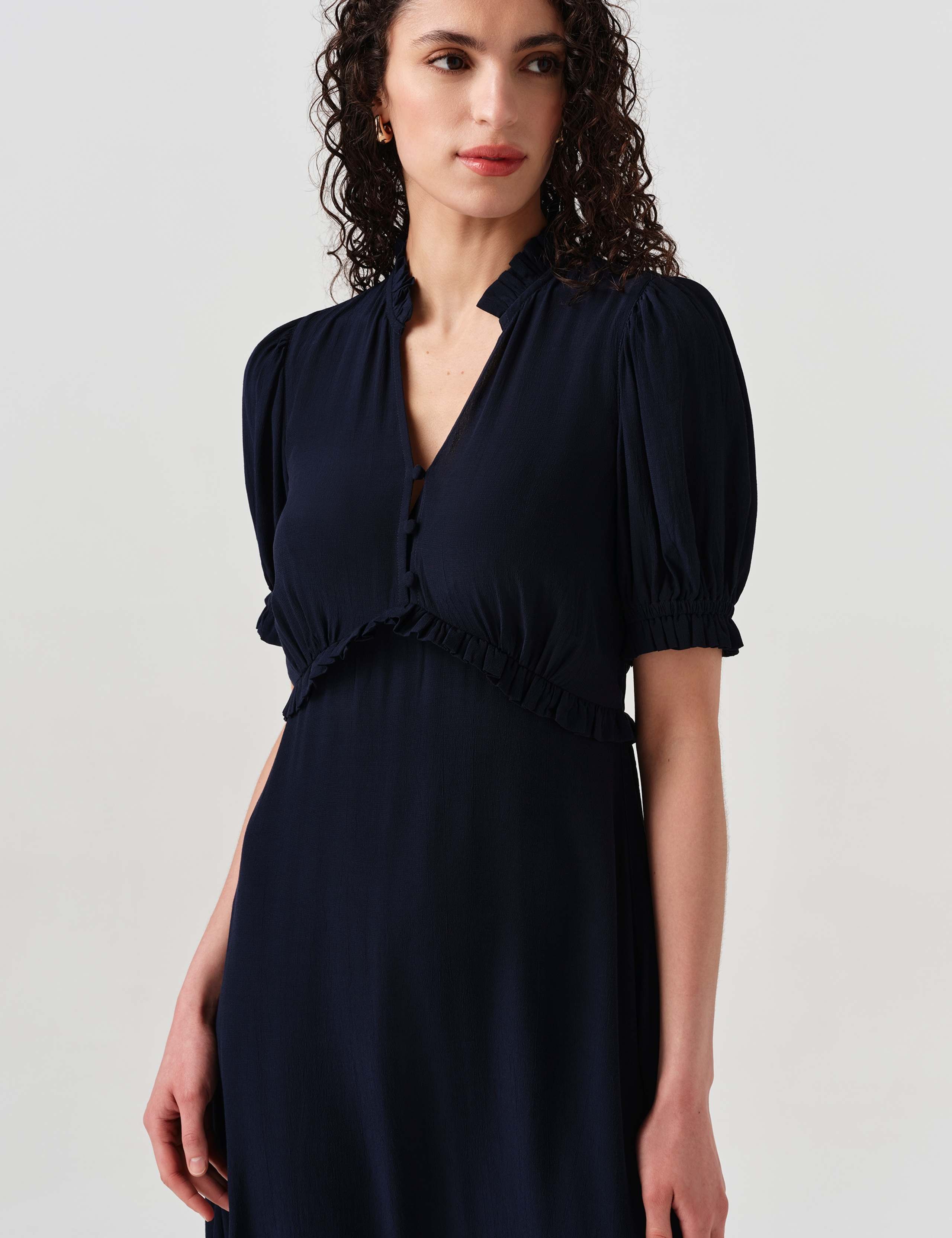 Crepe V-Neck Midi Tea Dress 5 of 7
