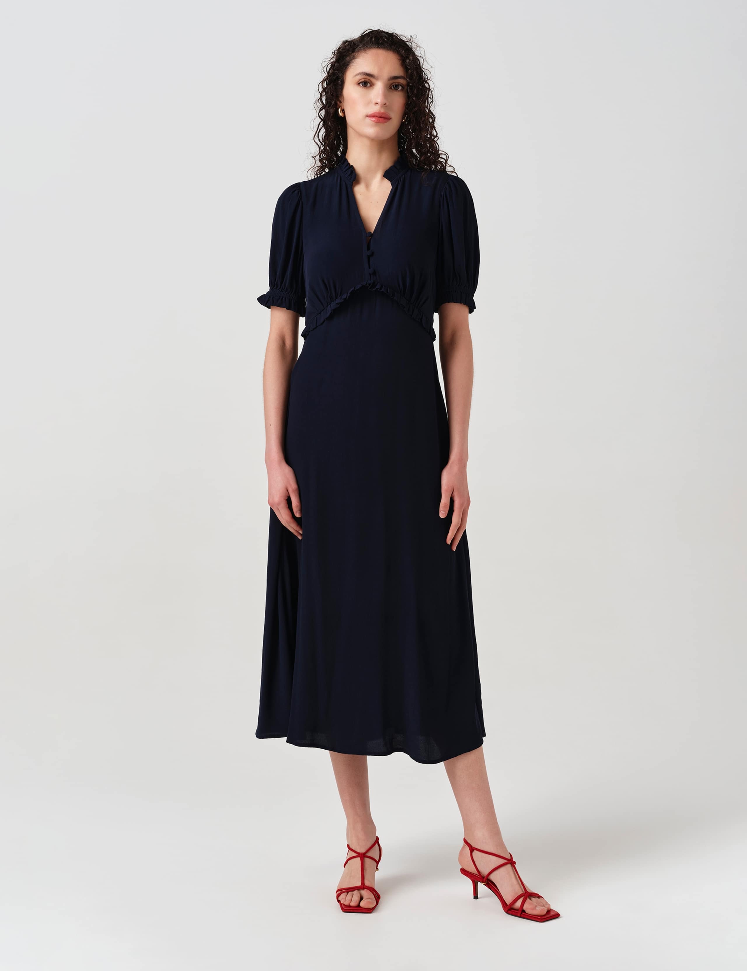 Crepe V-Neck Midi Tea Dress 7 of 7