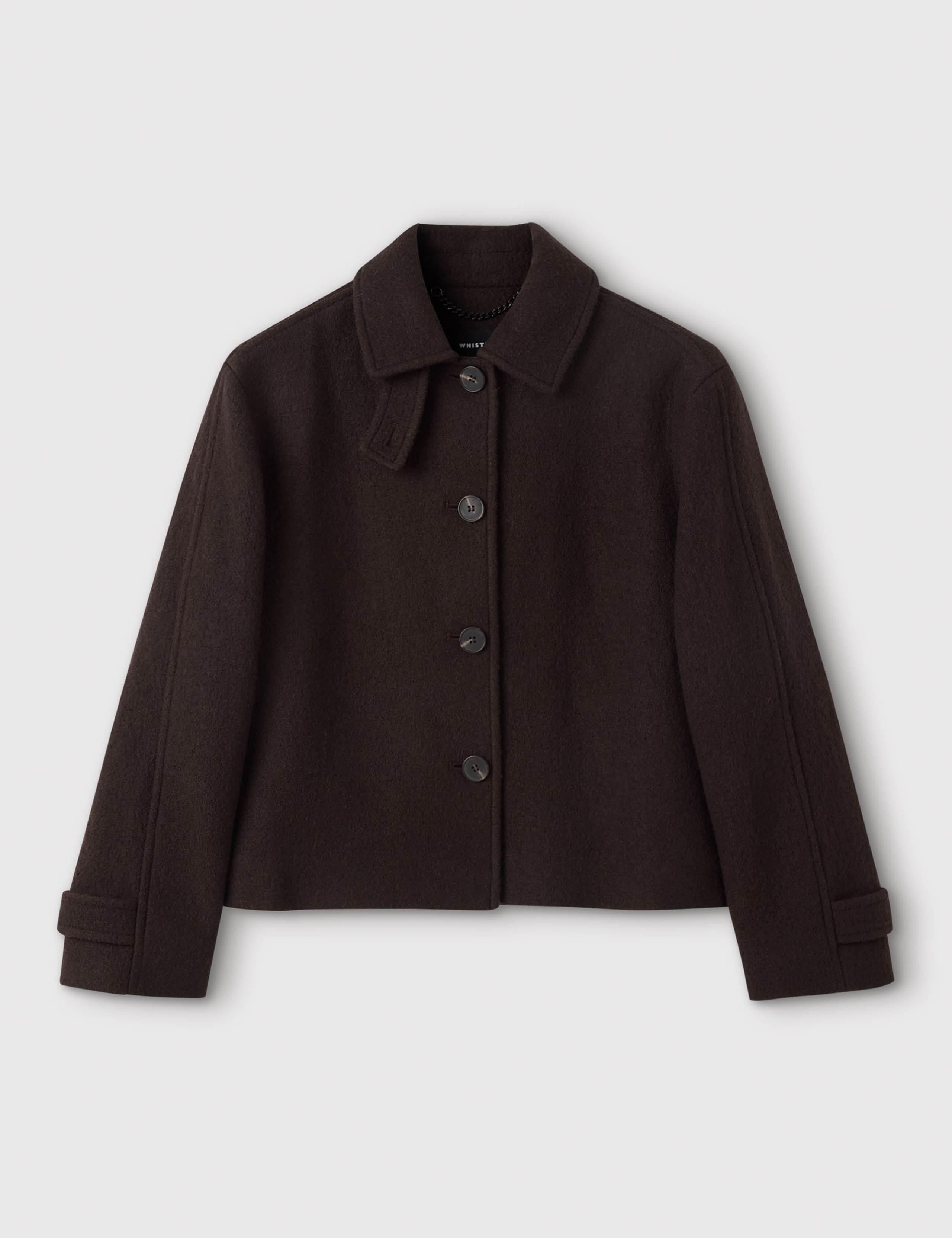 Wool Rich Textured Collared Short Boyfriend Coat 2 of 6
