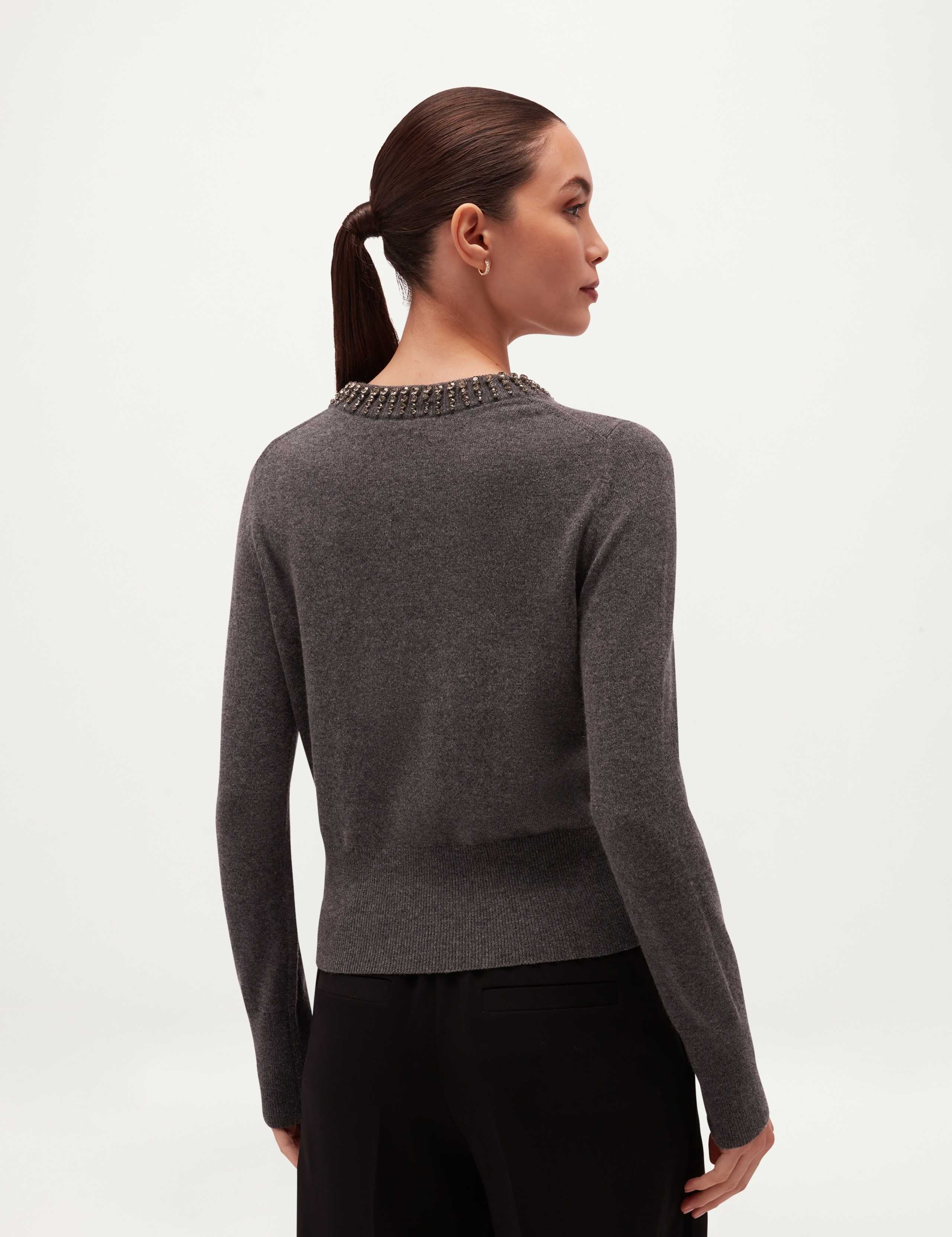 Wool Cashmere Blend Embellished Cropped Jumper 6 of 7