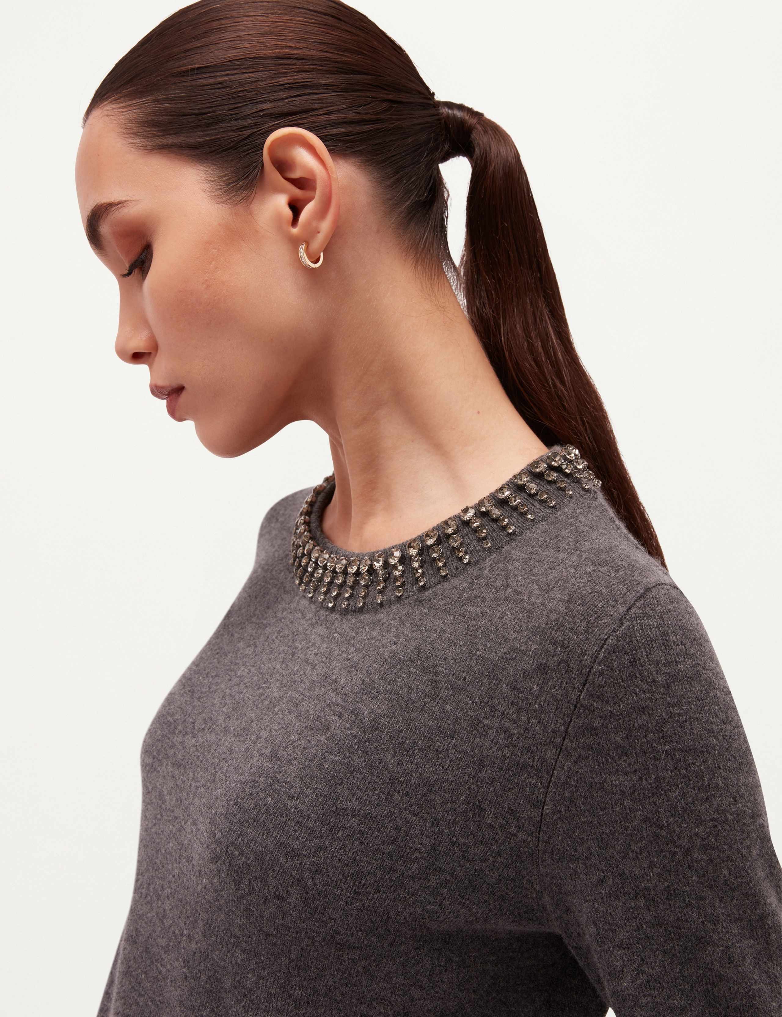 Wool Cashmere Blend Embellished Cropped Jumper 7 of 7