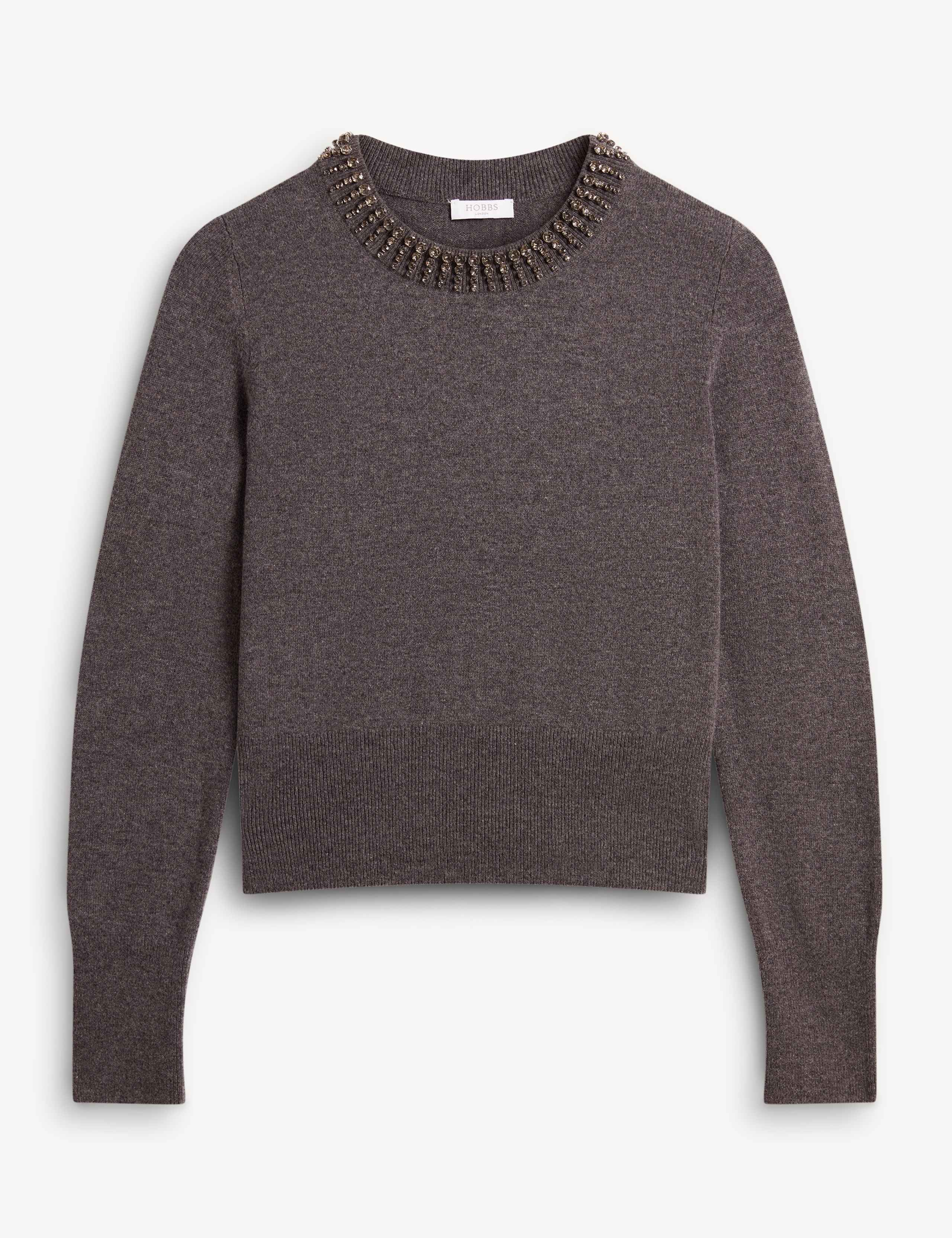 Wool Cashmere Blend Embellished Cropped Jumper 2 of 7
