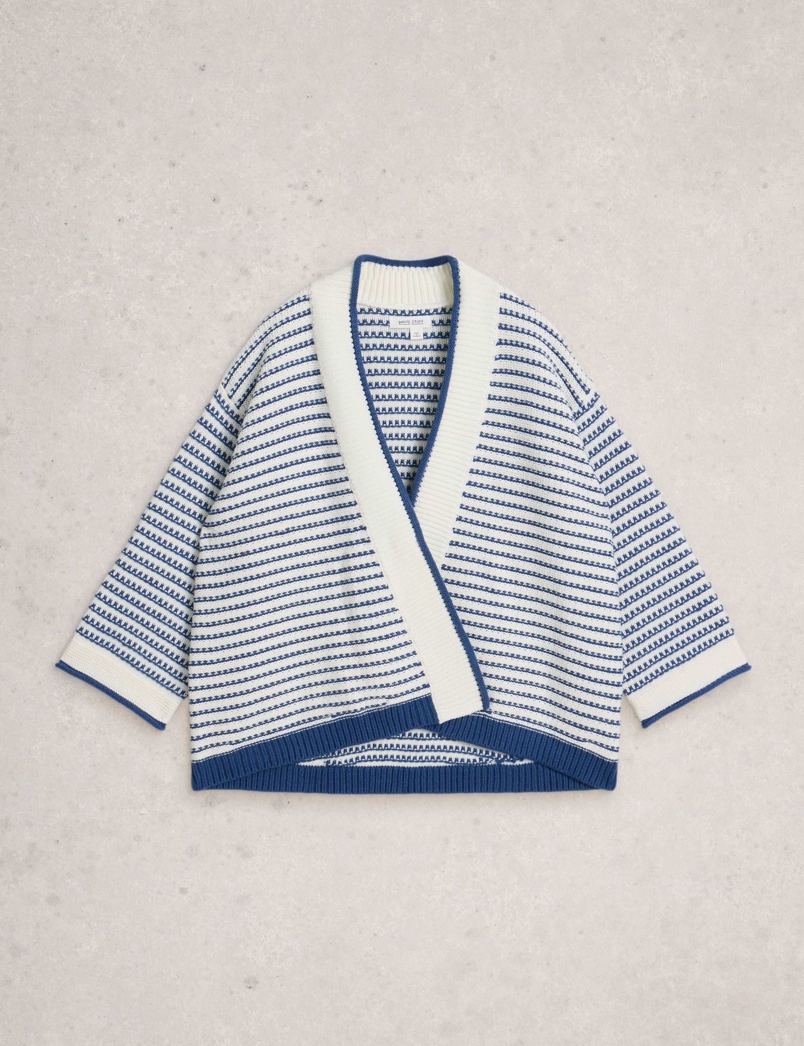 Cotton Rich Striped Edge to Edge Cardigan 2 of 6