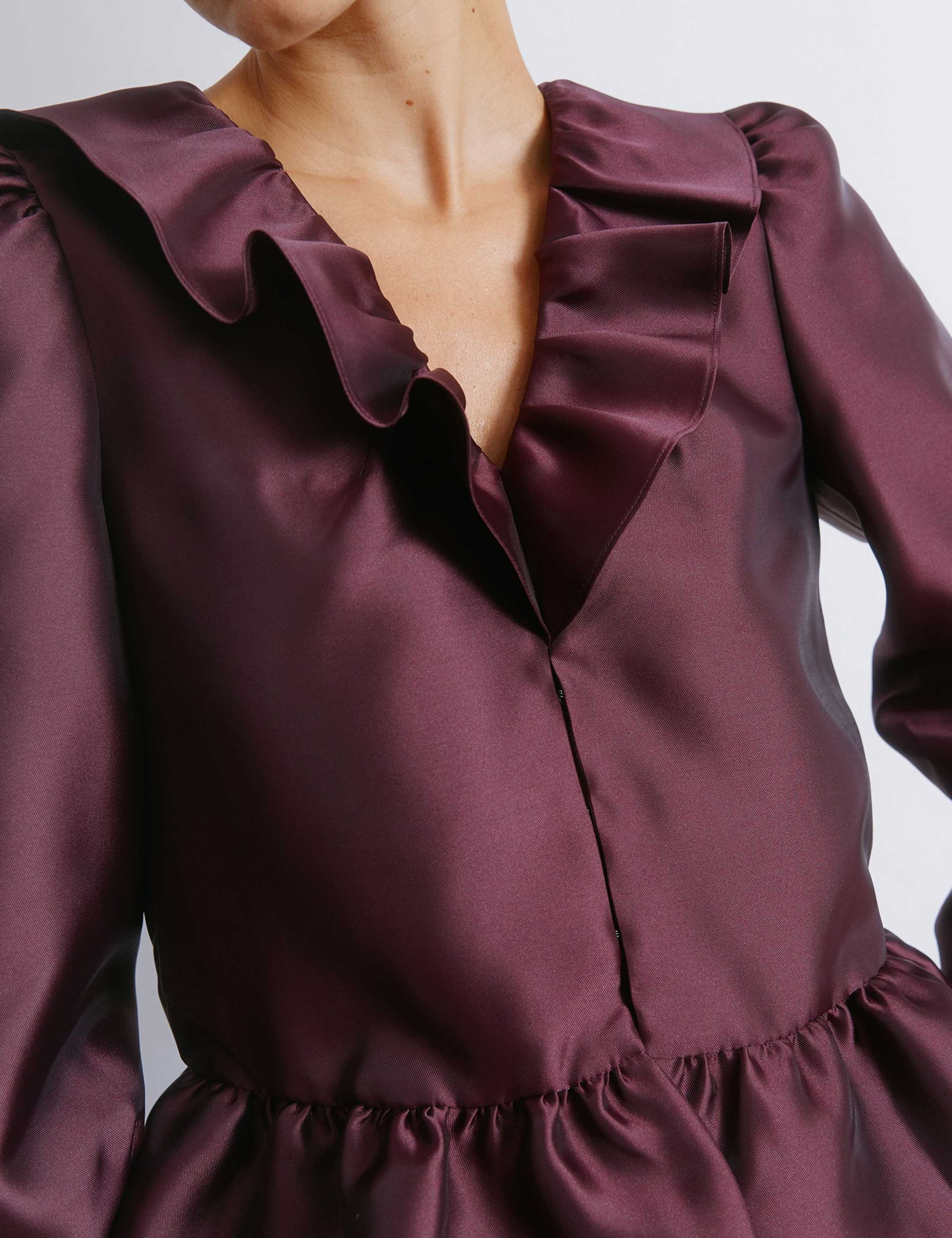 Taffeta Frill Collar Bubble Hem Blouse 5 of 5