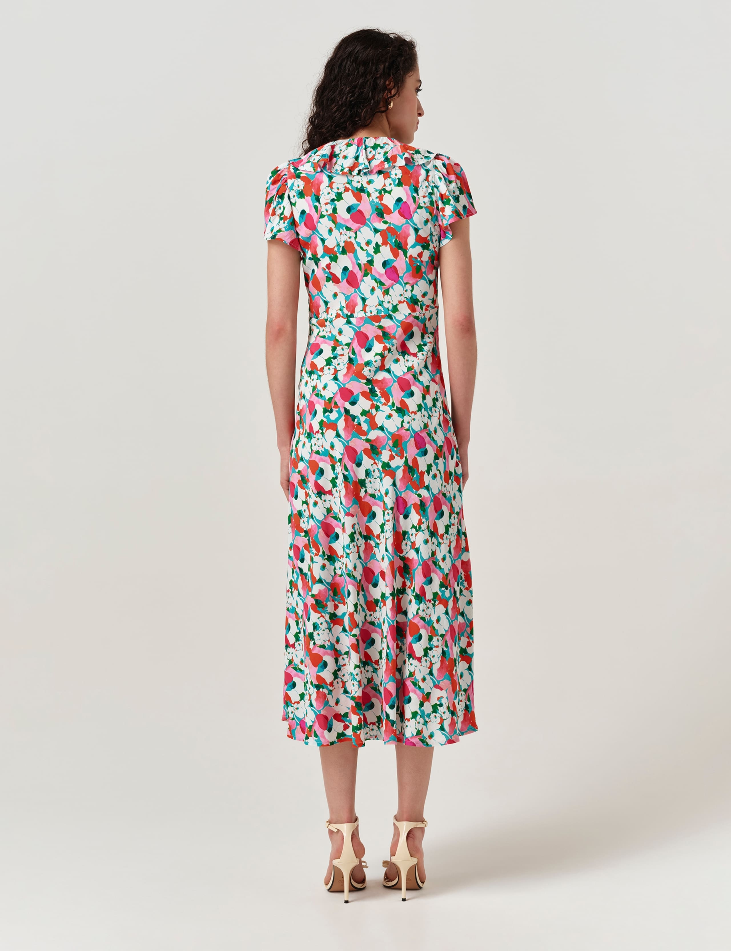 Crepe Floral V-Neck Midi Dress 5 of 5