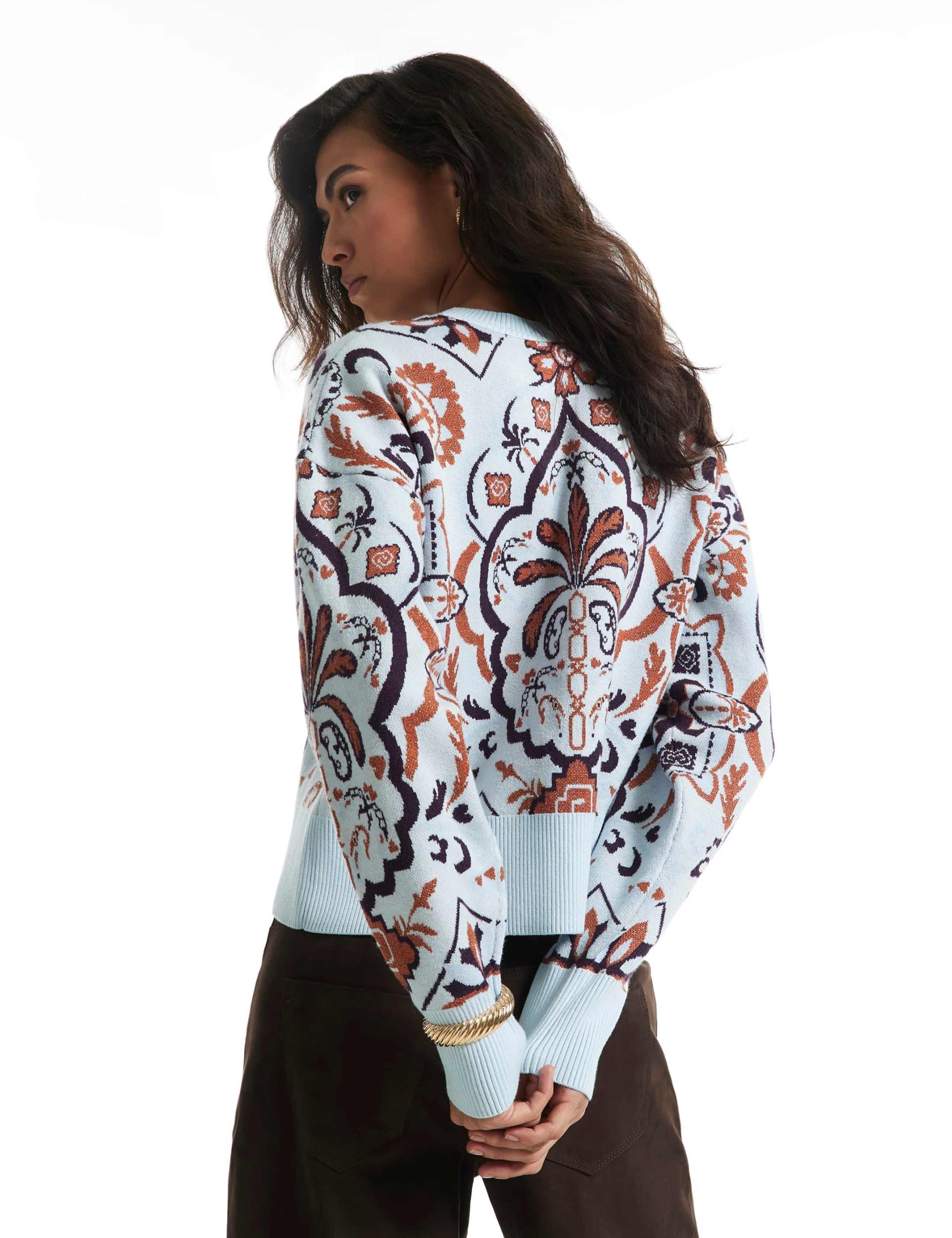 Jacquard Scoop Neck Fitted Jumper 2 of 6