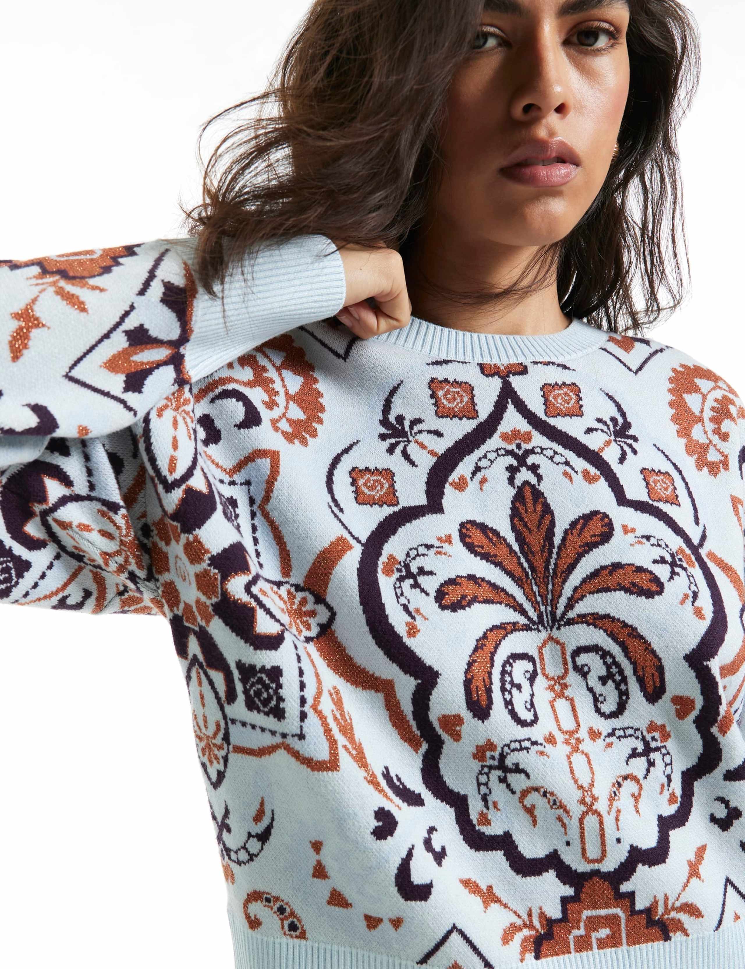 Jacquard Scoop Neck Fitted Jumper 3 of 6