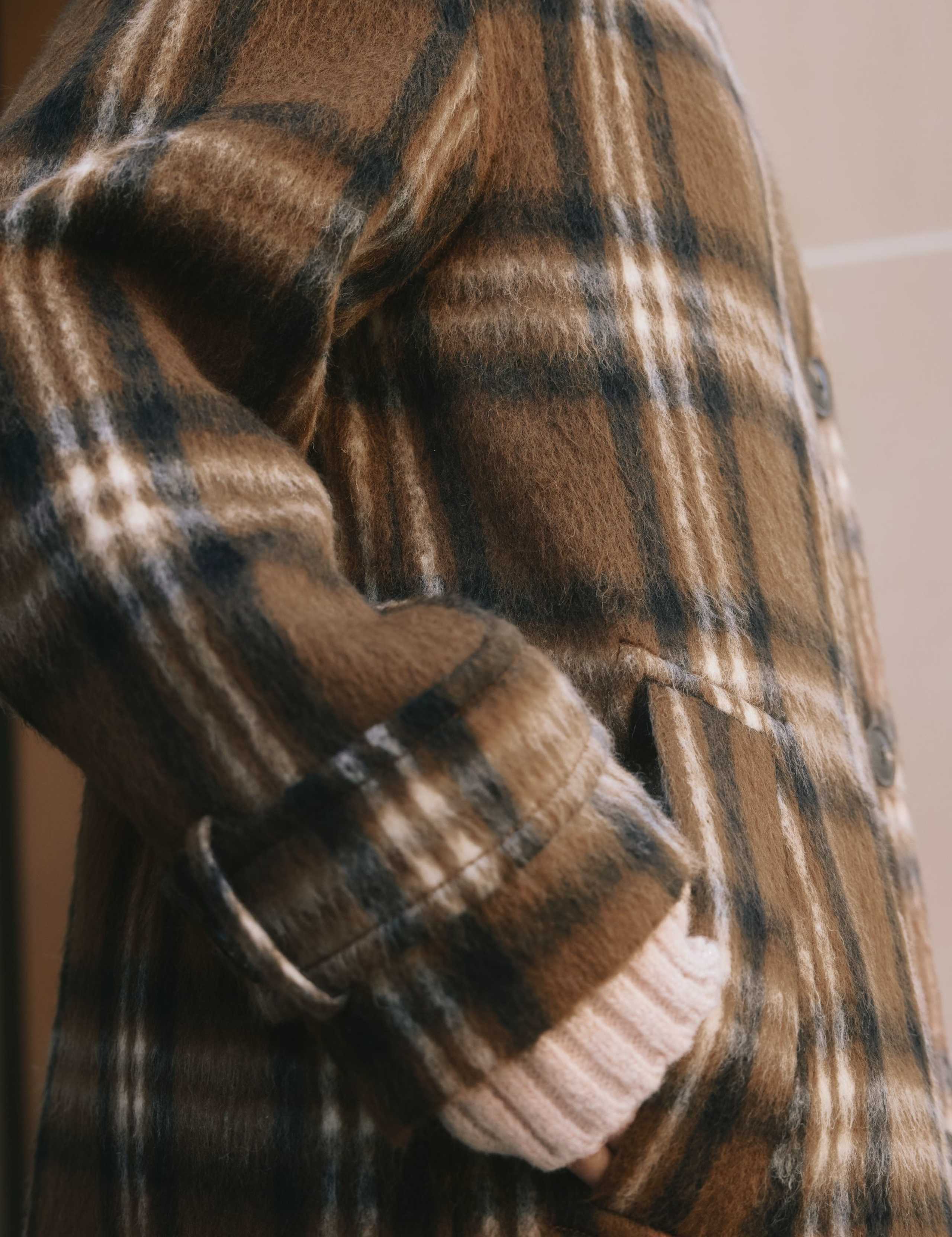 Checked Oversized Longline Coat with Wool 7 of 7