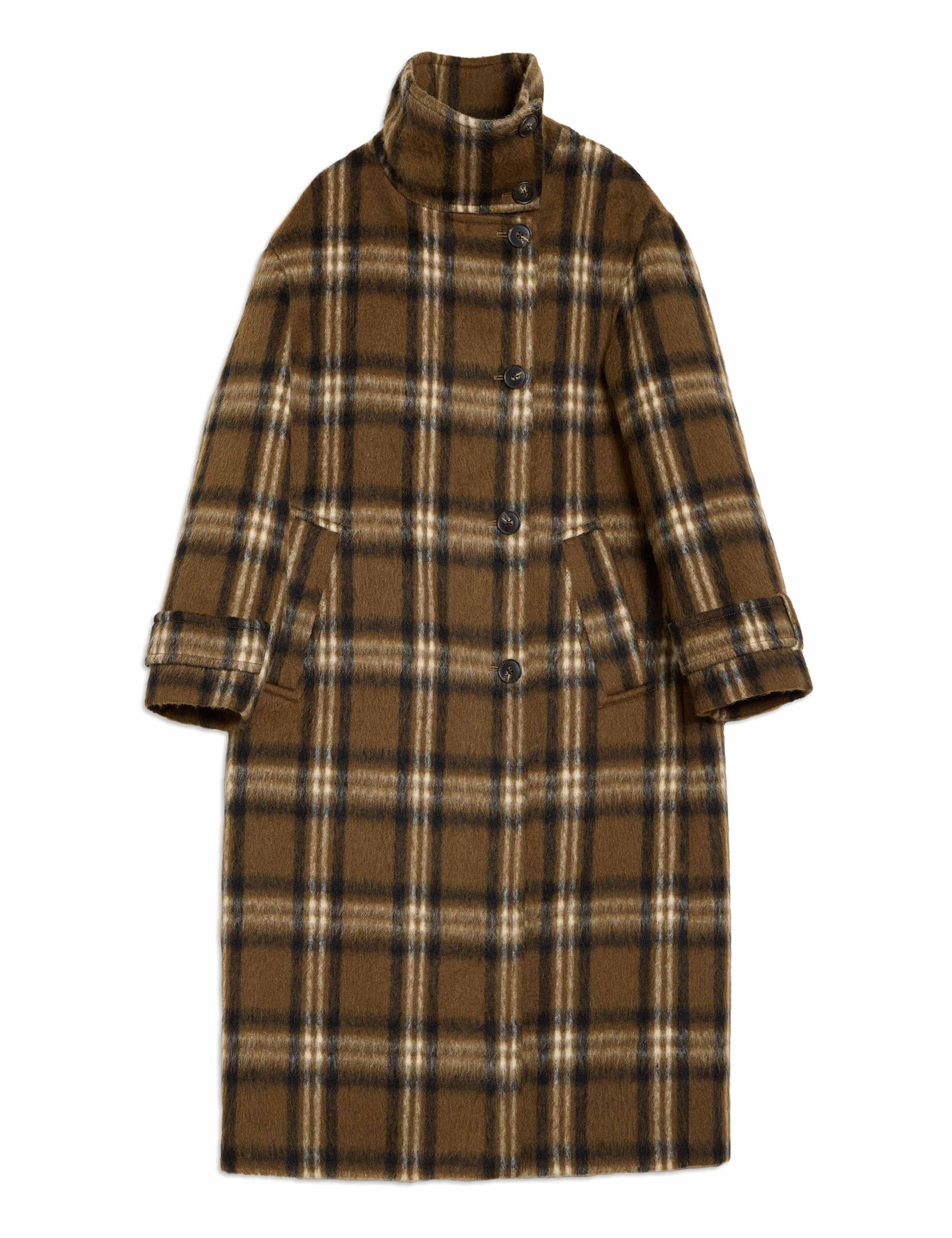 Checked Oversized Longline Coat with Wool 2 of 7