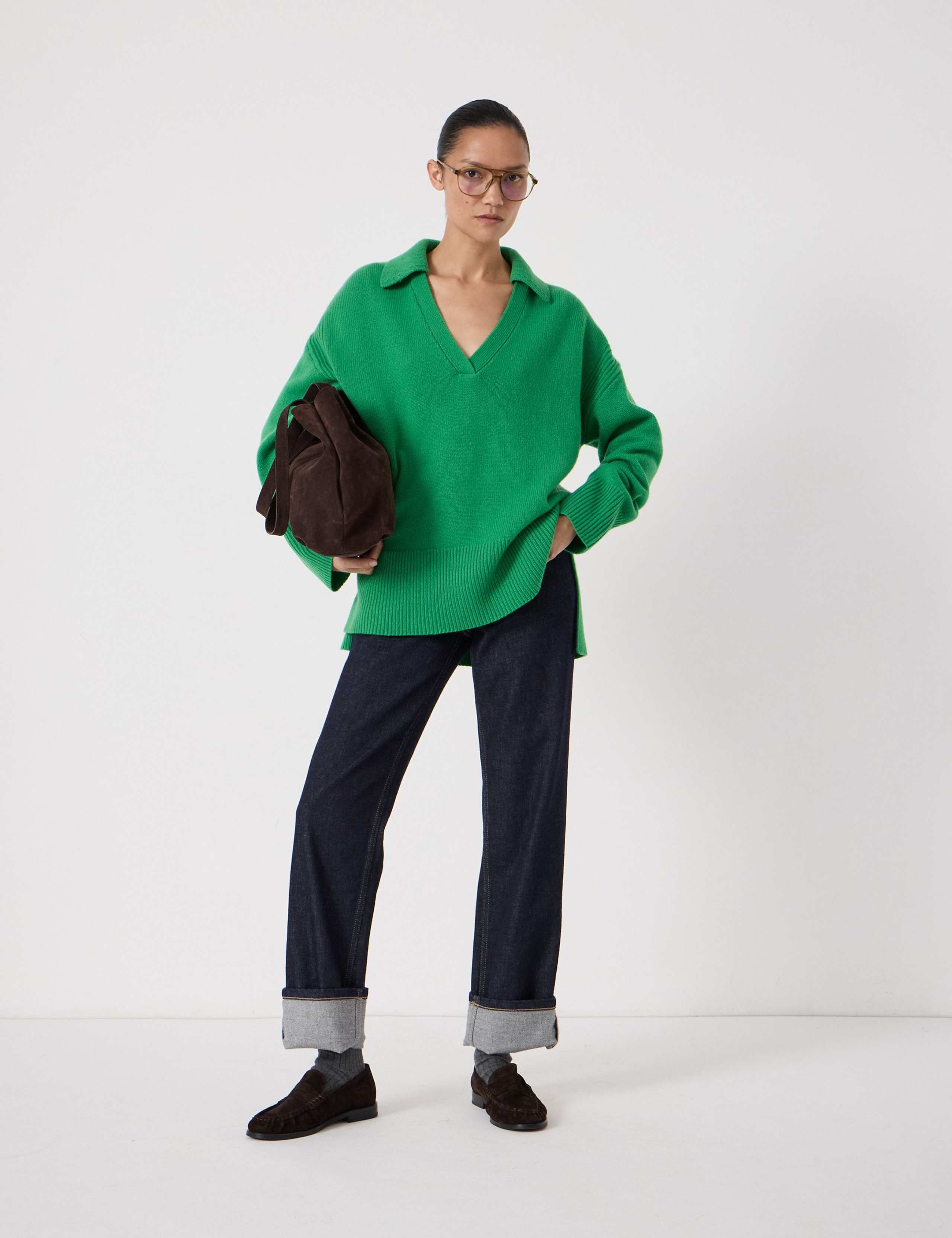 Pure Merino Wool Collared Relaxed Jumper 3 of 5