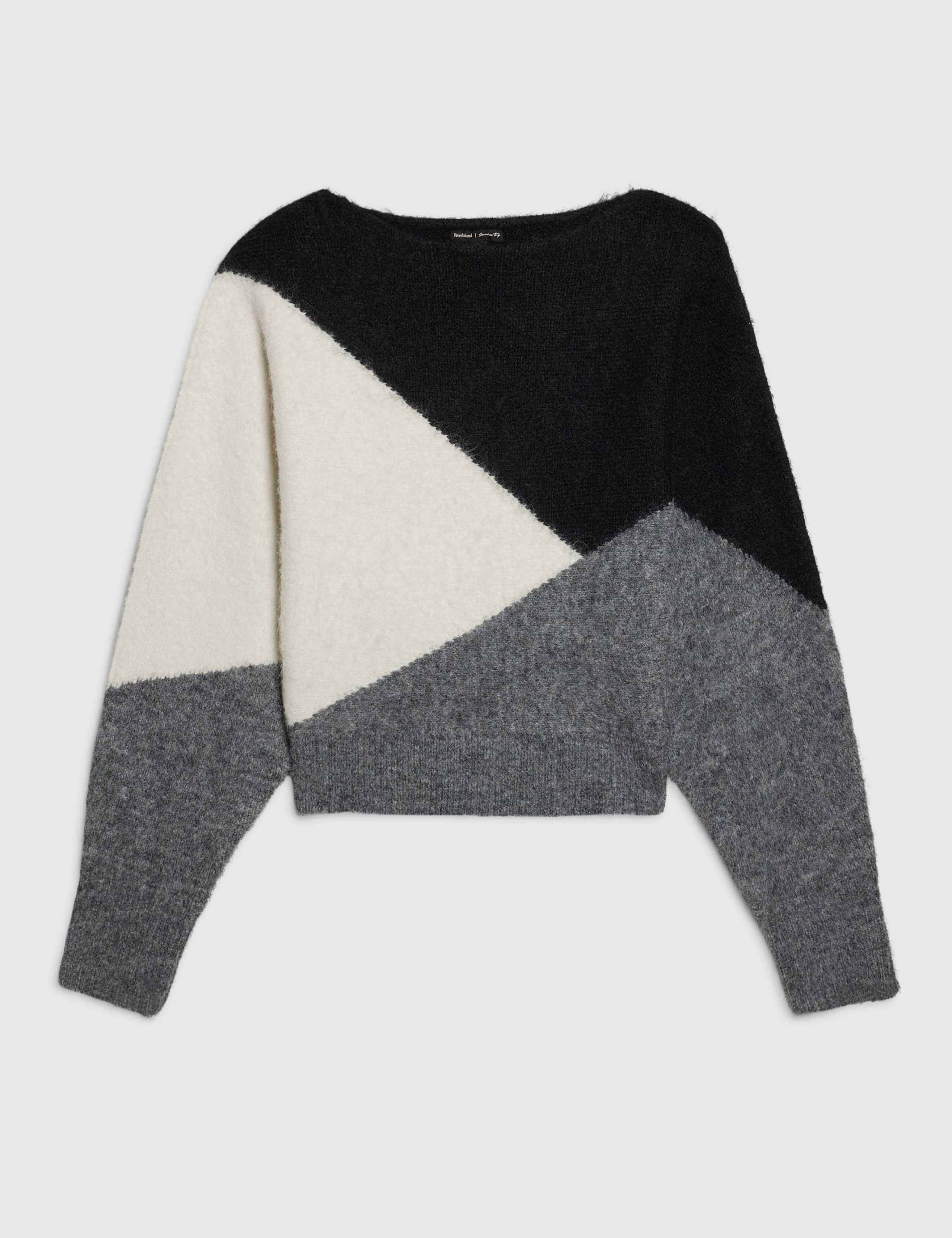 Colour Block Slash Neck Batwing Sleeve Jumper 2 of 6