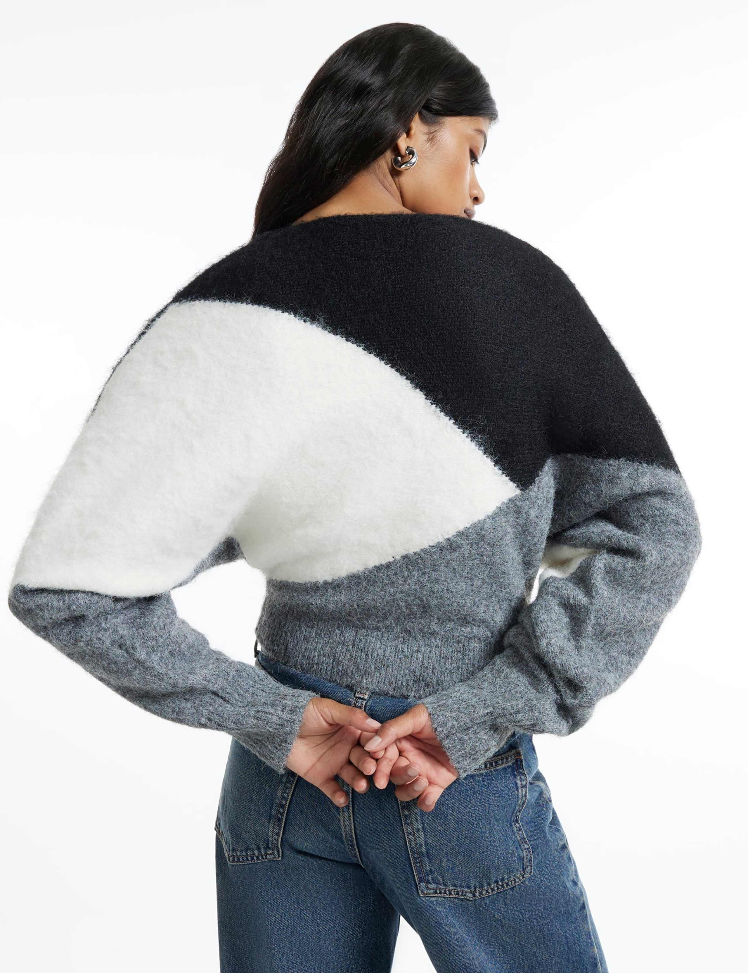 Colour Block Slash Neck Batwing Sleeve Jumper 4 of 6