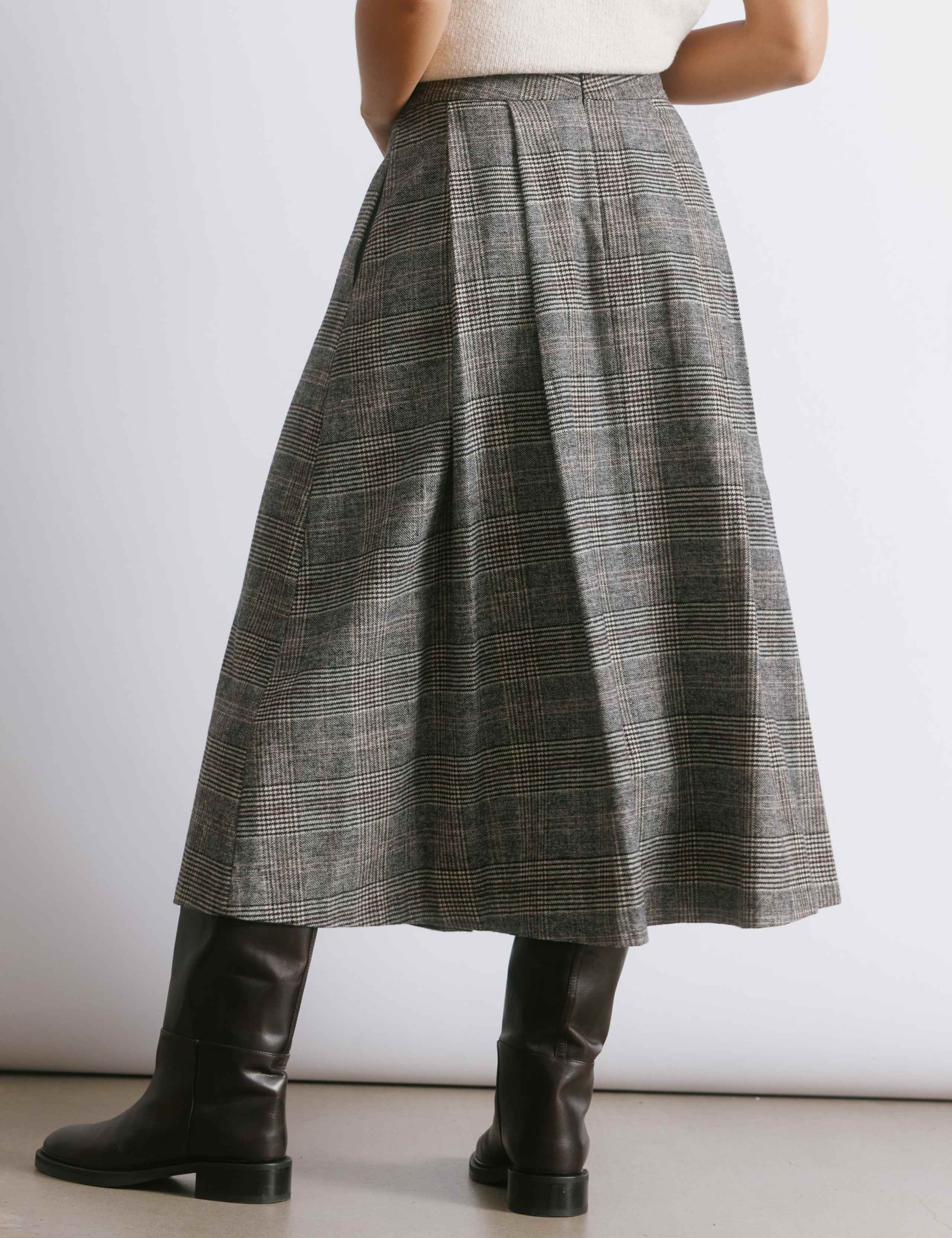 Checked Pleated Midi Skirt 4 of 5