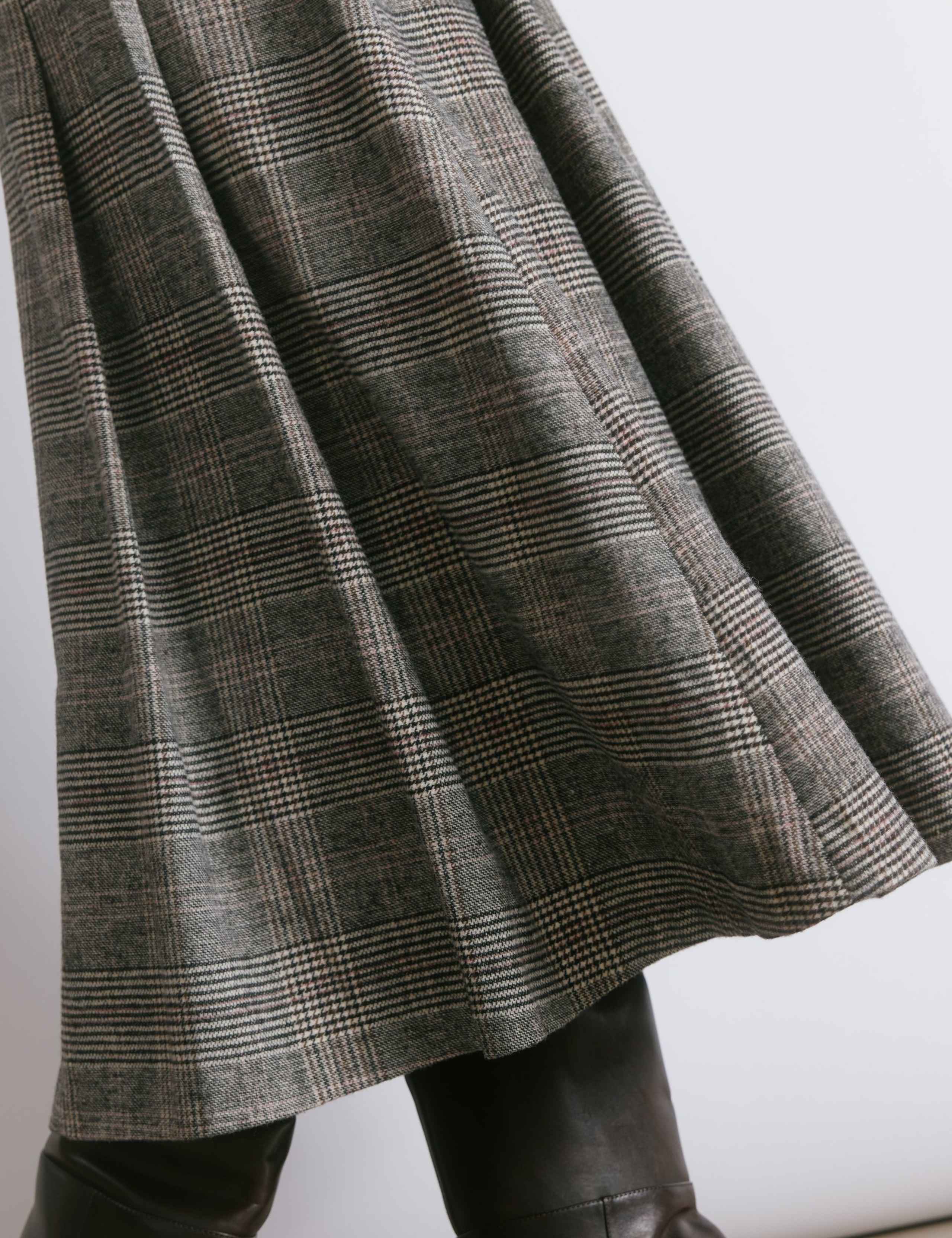 Checked Pleated Midi Skirt 5 of 5