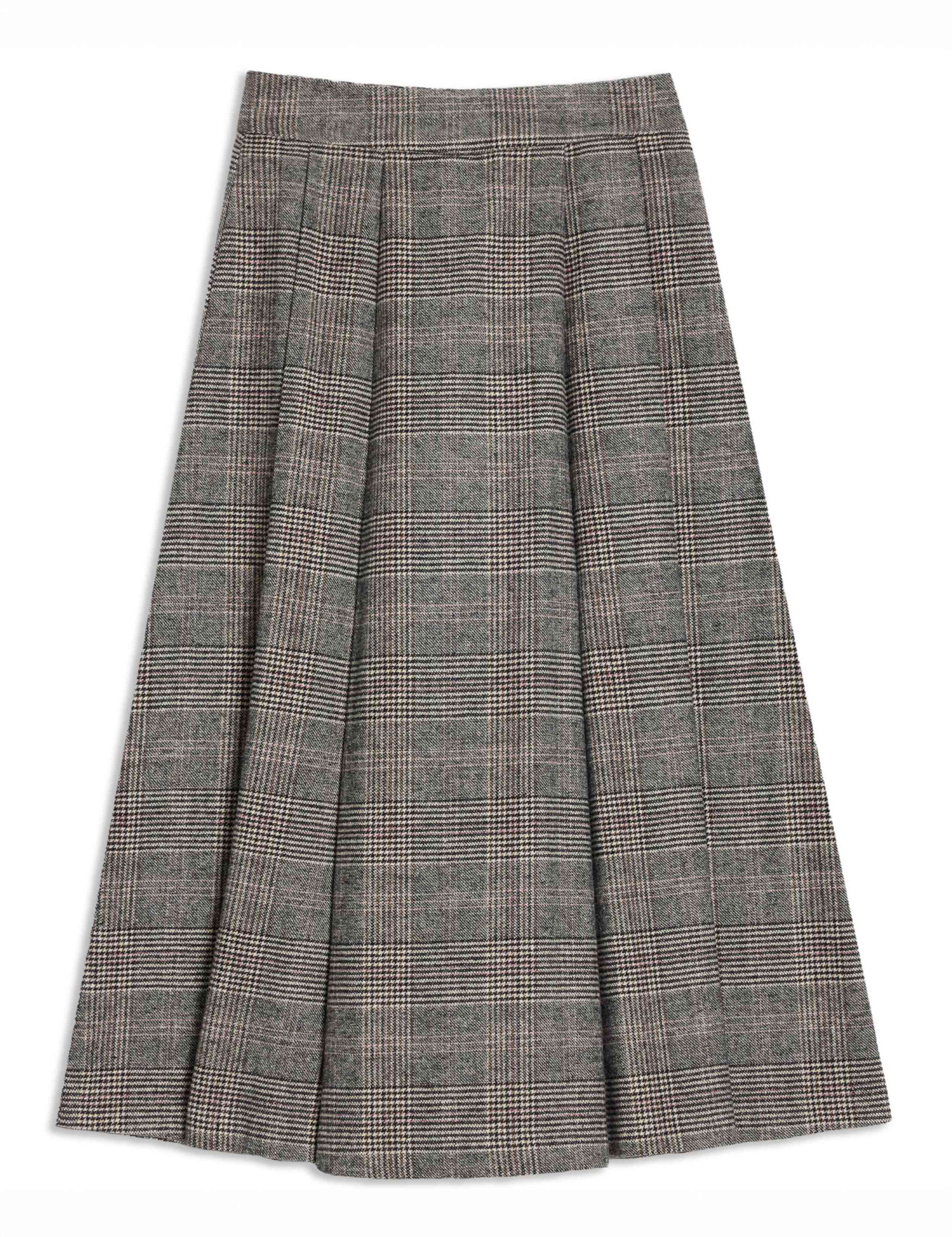 Checked Pleated Midi Skirt 2 of 5