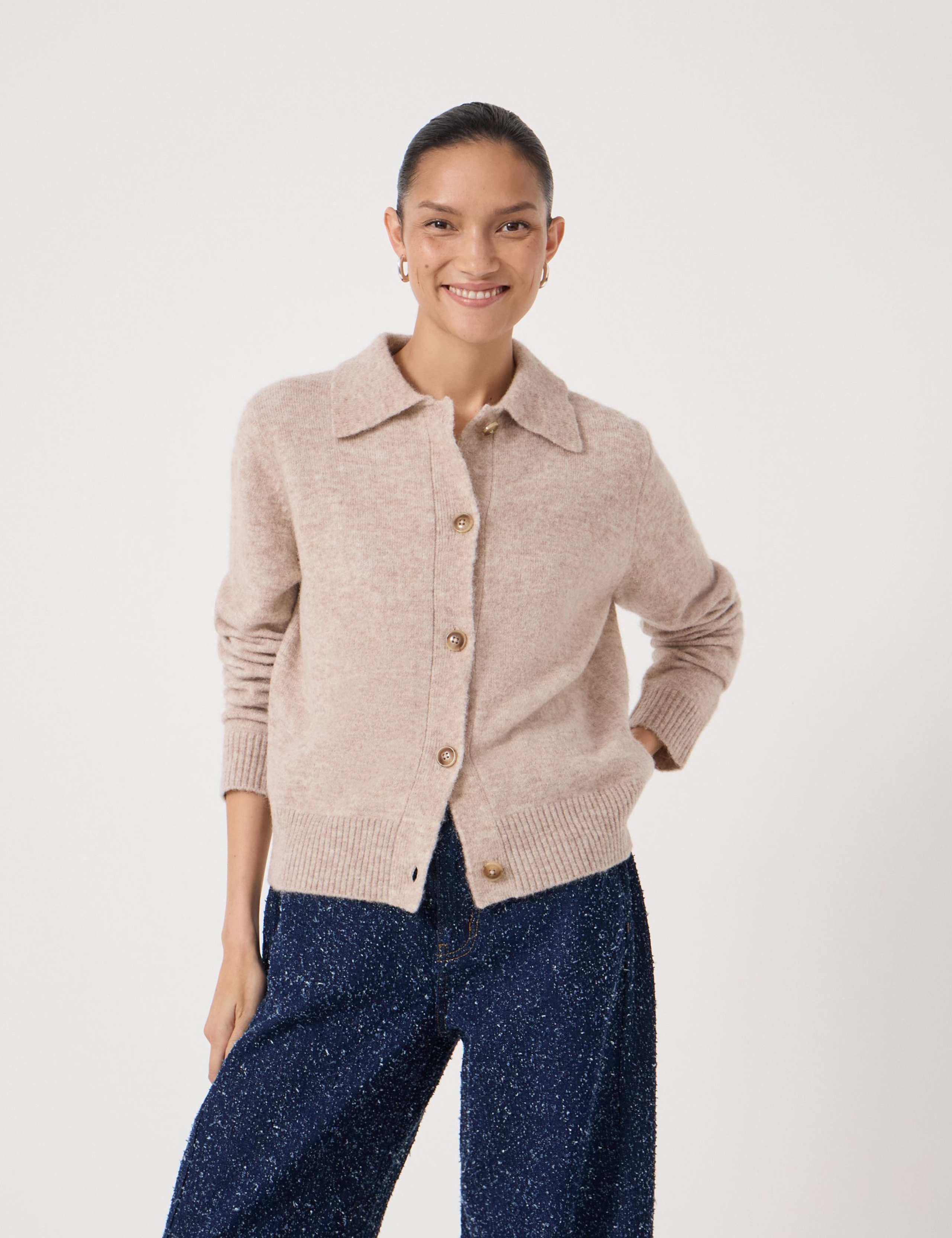 Wool Blend Collared Cardigan 1 of 5