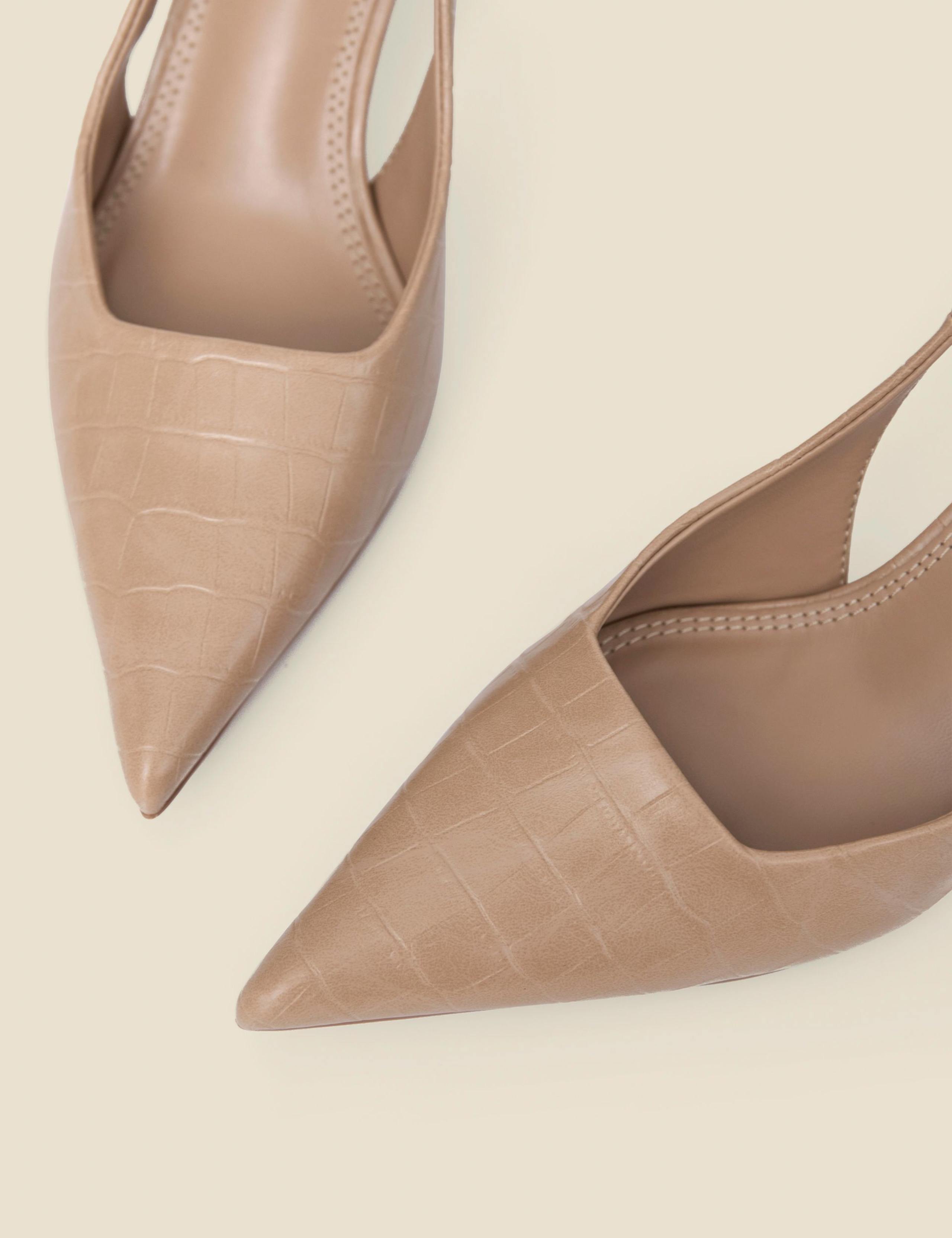 Croc Flared Heel Pointed Slingback Shoes 5 of 6