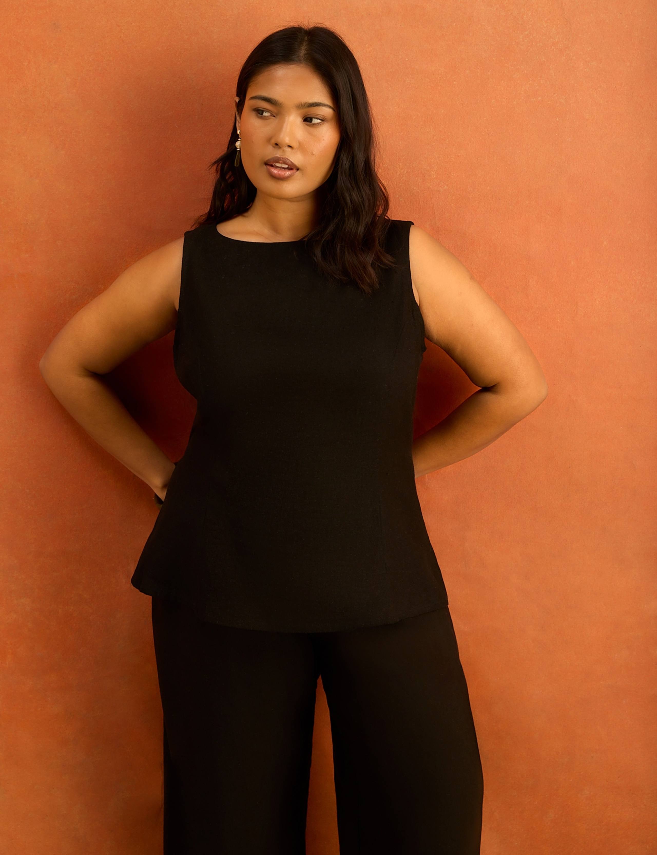 Linen Blend Slash Neck Top 3 of 5