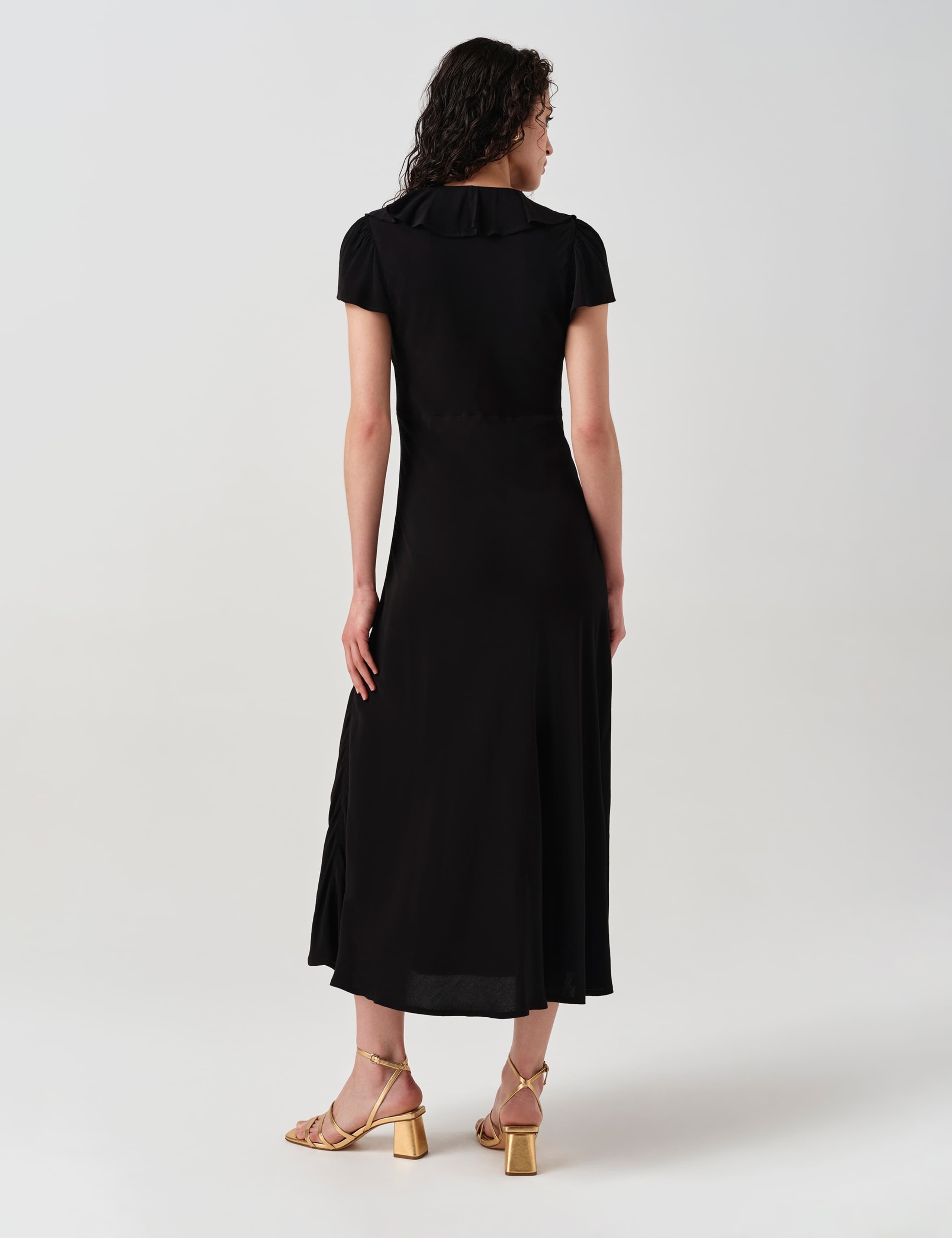 Crepe Frill V-Neck Midi Tea Dress 5 of 6