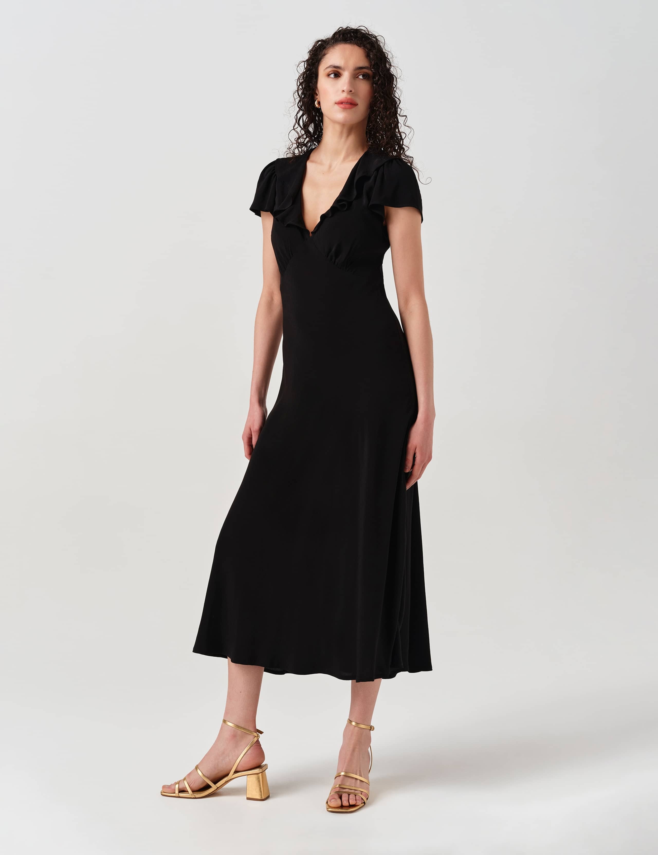 Crepe Frill V-Neck Midi Tea Dress 6 of 6